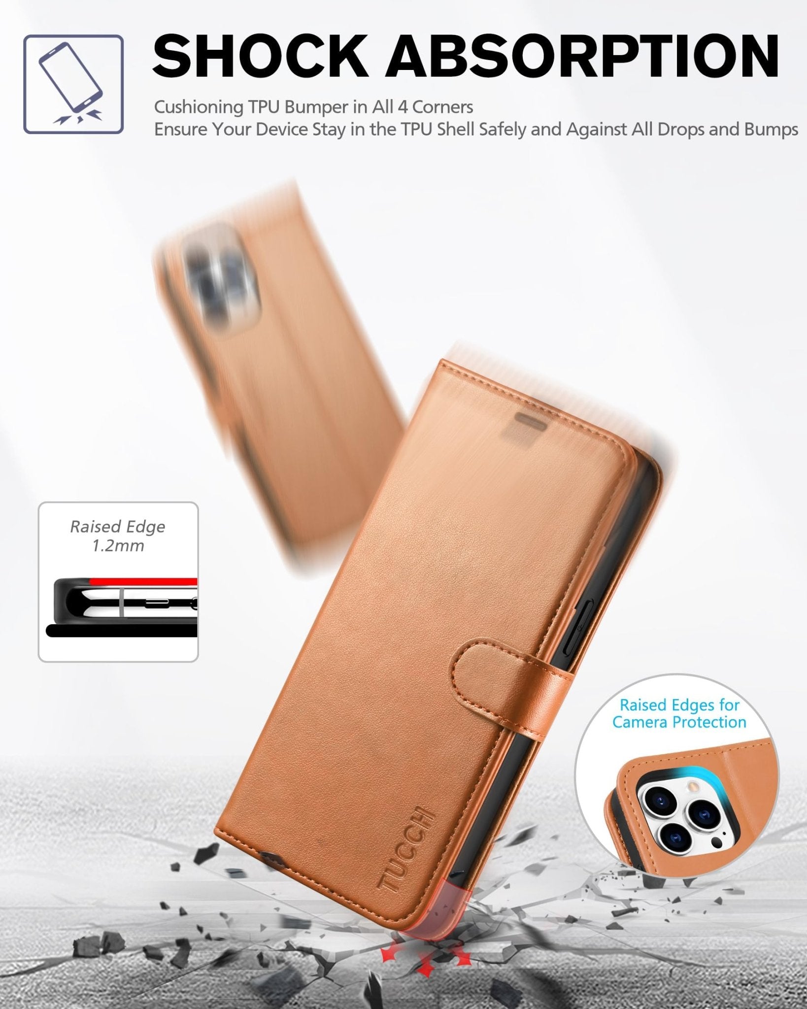 TUCCH Wallet Case Compatible with iPhone 12 Pro Max 5G 6.7", PU Leather Card Slot Kickstand [Protective TPU Interior Case], RFID Blocking Magnetic Flip Cover for iPhone 12 Pro Max 6.7", Black