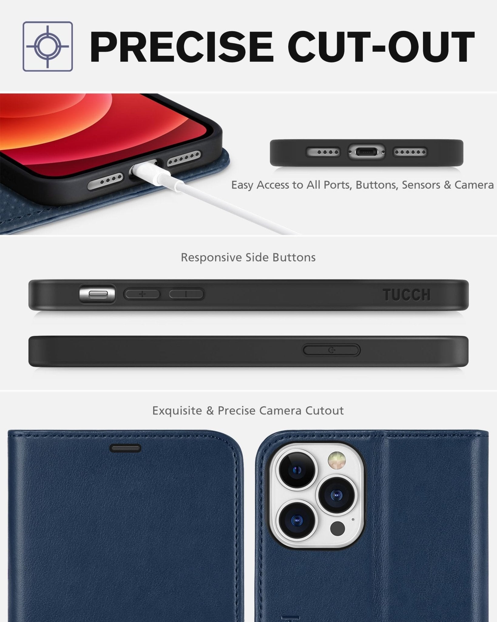 TUCCH Wallet Case Compatible with iPhone 12 Pro Max 5G 6.7", PU Leather Card Slot Kickstand [Protective TPU Interior Case], RFID Blocking Magnetic Flip Cover for iPhone 12 Pro Max 6.7", Black