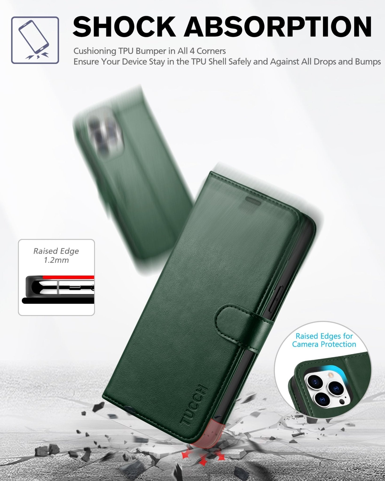 TUCCH Wallet Case Compatible with iPhone 12 Pro Max 5G 6.7", PU Leather Card Slot Kickstand [Protective TPU Interior Case], RFID Blocking Magnetic Flip Cover for iPhone 12 Pro Max 6.7", Black