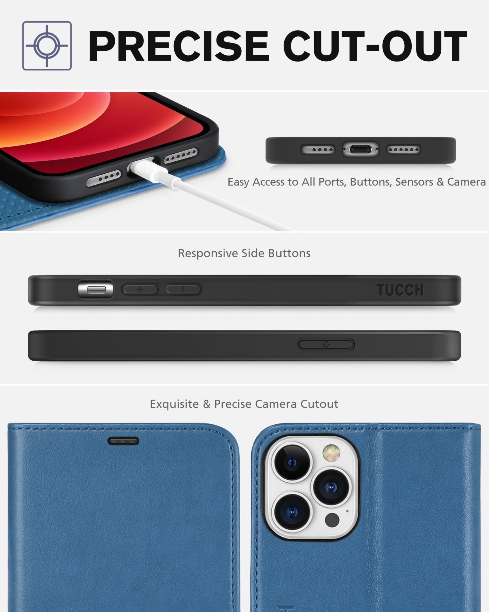 TUCCH Wallet Case Compatible with iPhone 12 Pro Max 5G 6.7", PU Leather Card Slot Kickstand [Protective TPU Interior Case], RFID Blocking Magnetic Flip Cover for iPhone 12 Pro Max 6.7", Black