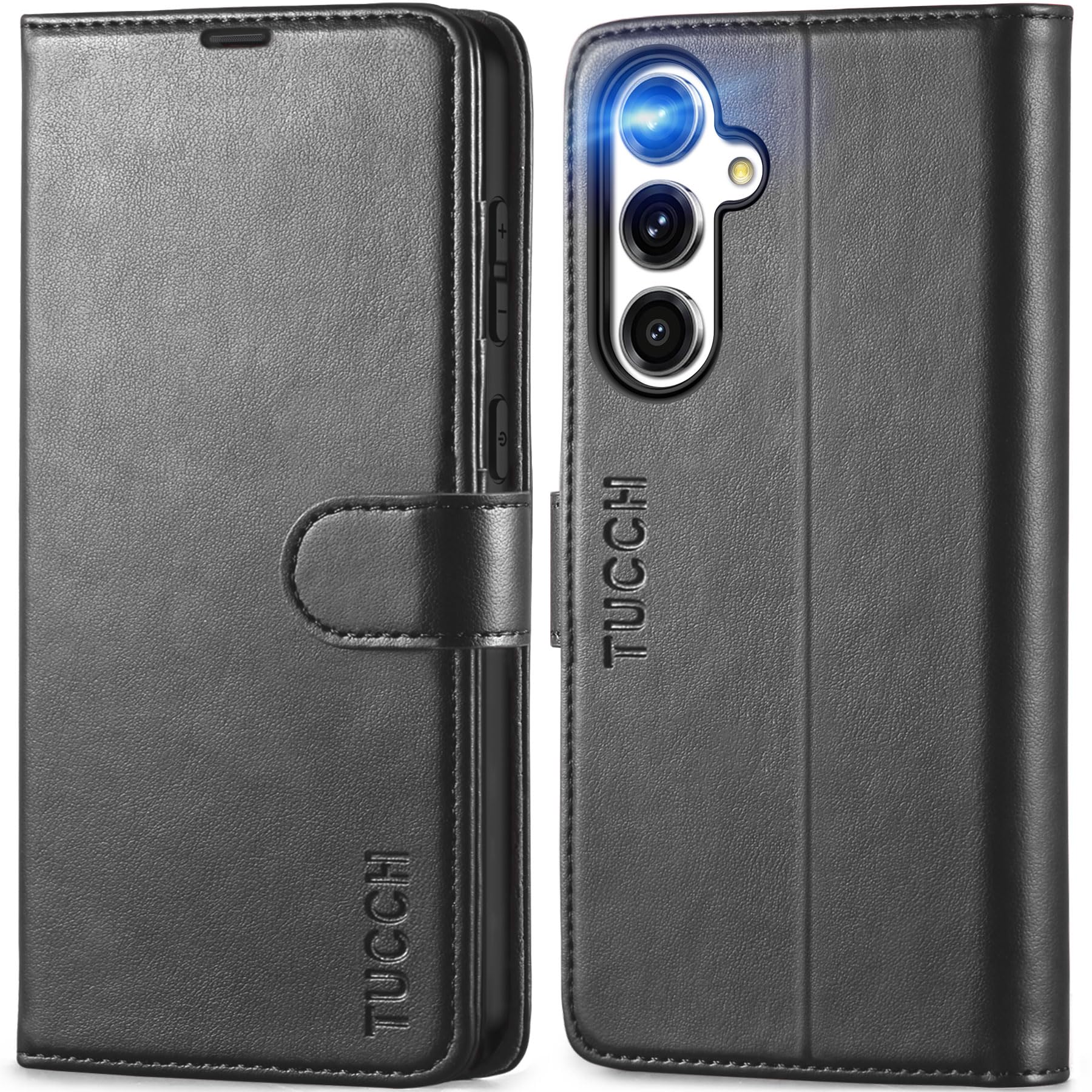 TUCCH Wallet Case for Galaxy S24 FE, with [TPU Shockproof Interior Case] Stand RFID Blocking Card Holder, Magnetic PU Leather Protective Flip Cover Compatible with Galaxy S24 FE, Dark Blue