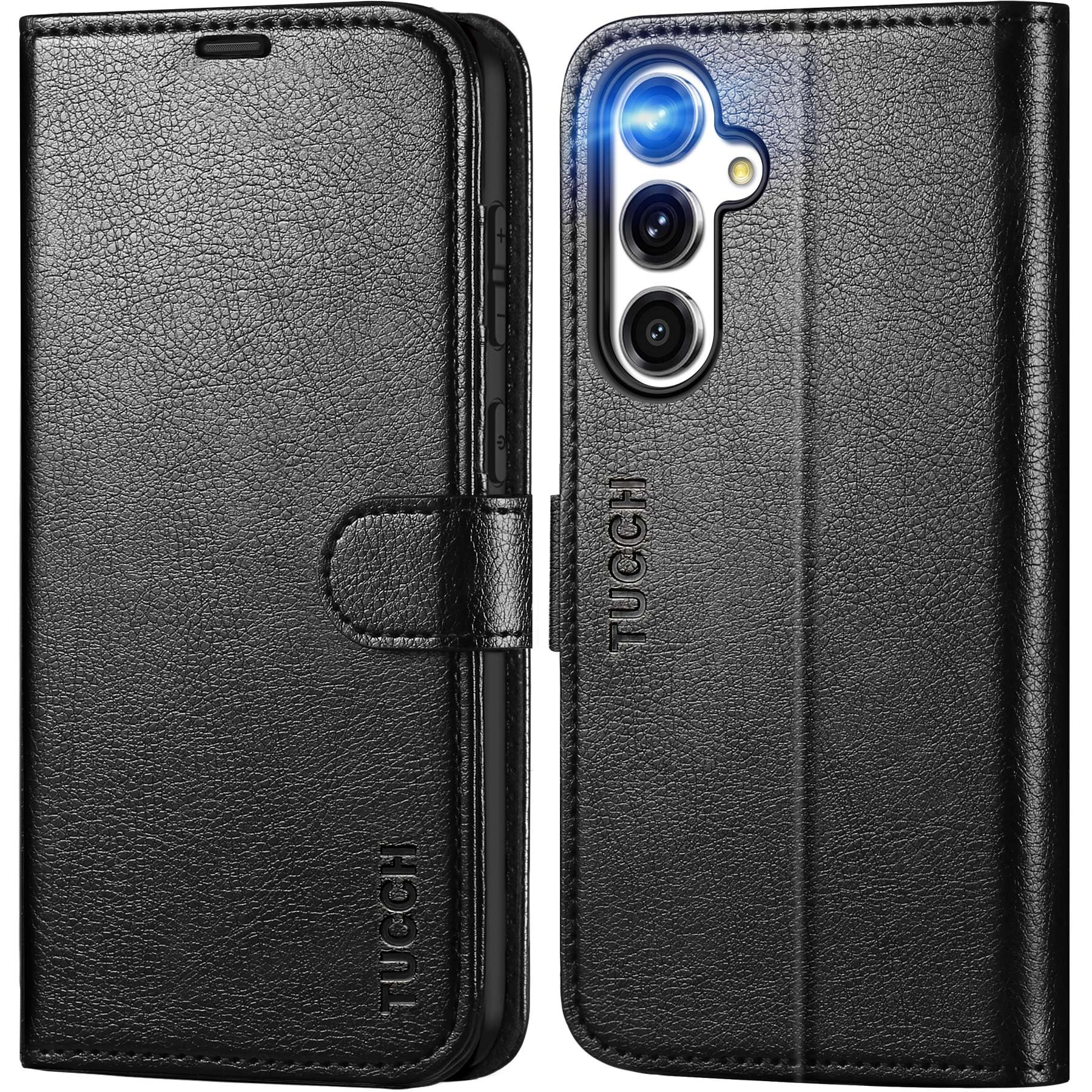 TUCCH Wallet Case for Galaxy S24 FE, with [TPU Shockproof Interior Case] Stand RFID Blocking Card Holder, Magnetic PU Leather Protective Flip Cover Compatible with Galaxy S24 FE, Dark Blue