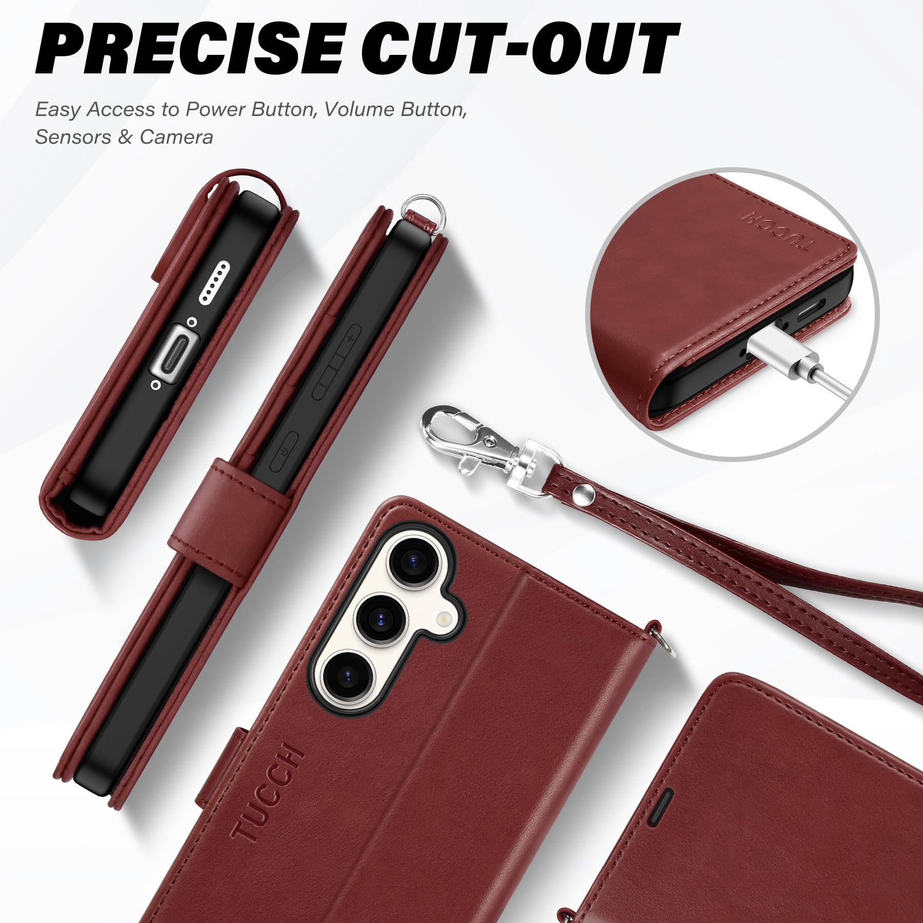 TUCCH Wallet Case for Galaxy S24 FE, with [TPU Shockproof Interior Case] Stand RFID Blocking Card Holder, Magnetic PU Leather Protective Flip Cover Compatible with Galaxy S24 FE, Dark Blue