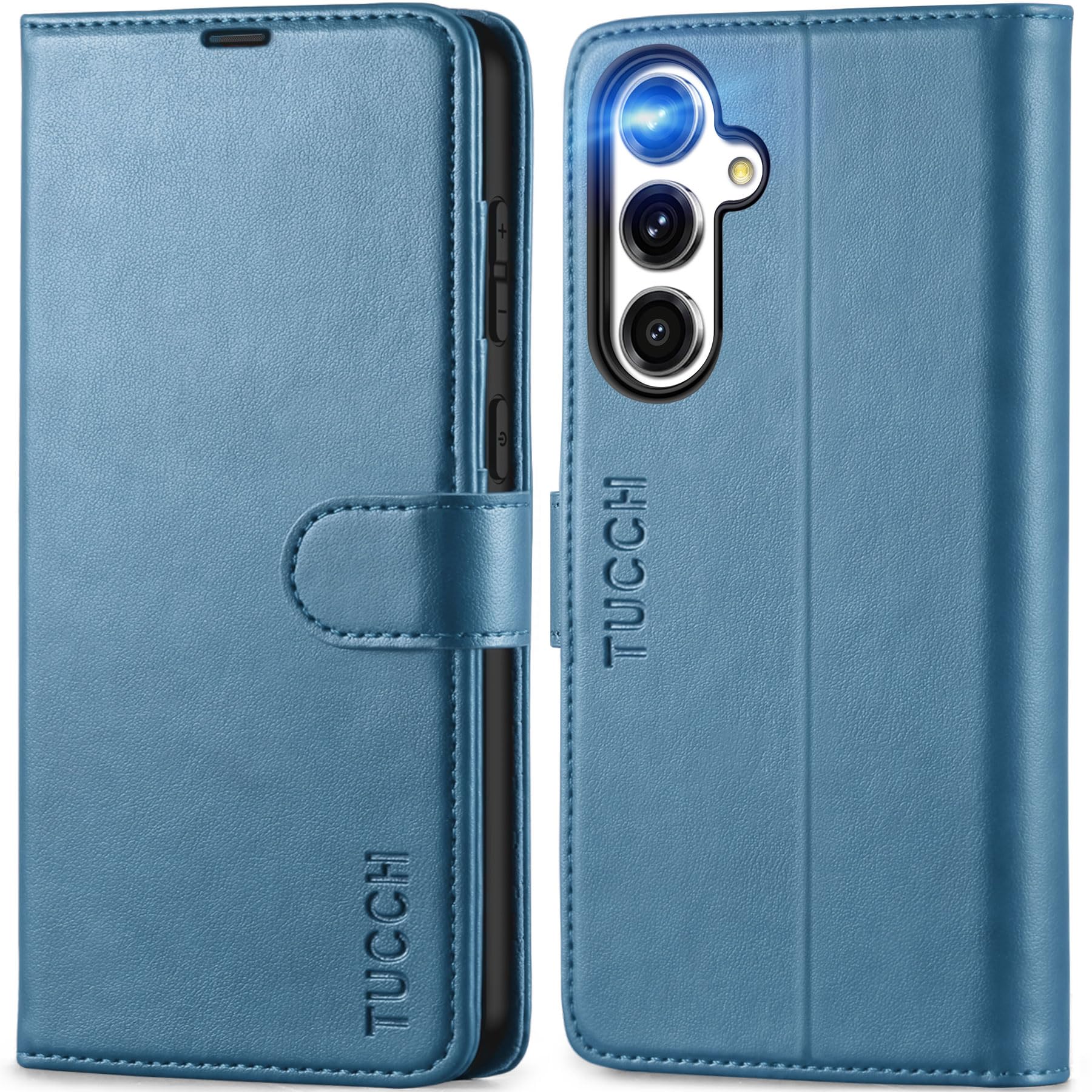 TUCCH Wallet Case for Galaxy S24 FE, with [TPU Shockproof Interior Case] Stand RFID Blocking Card Holder, Magnetic PU Leather Protective Flip Cover Compatible with Galaxy S24 FE, Dark Blue
