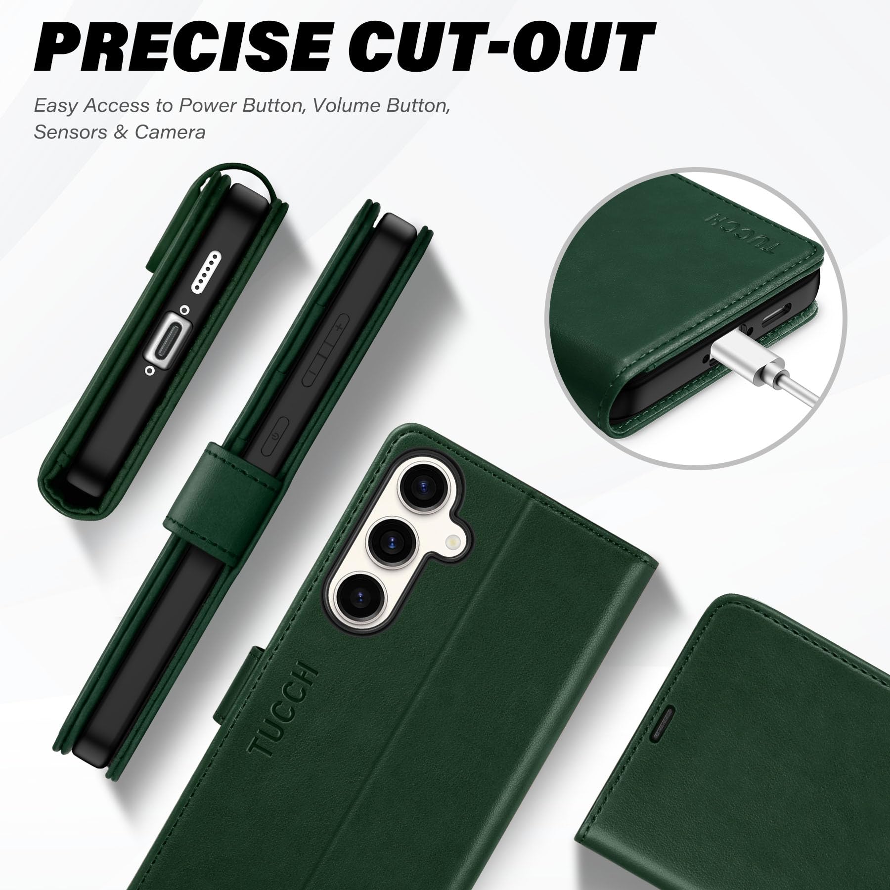 TUCCH Wallet Case for Galaxy S24 FE, with [TPU Shockproof Interior Case] Stand RFID Blocking Card Holder, Magnetic PU Leather Protective Flip Cover Compatible with Galaxy S24 FE, Dark Blue