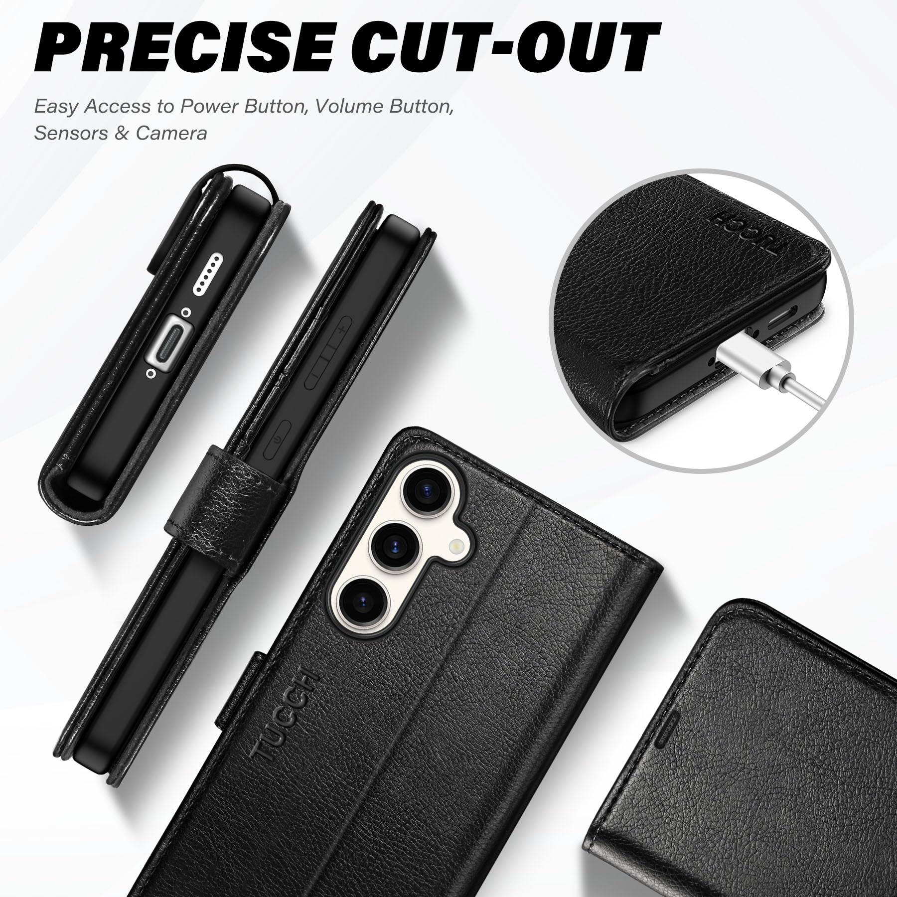 TUCCH Wallet Case for Galaxy S24 FE, with [TPU Shockproof Interior Case] Stand RFID Blocking Card Holder, Magnetic PU Leather Protective Flip Cover Compatible with Galaxy S24 FE, Dark Blue