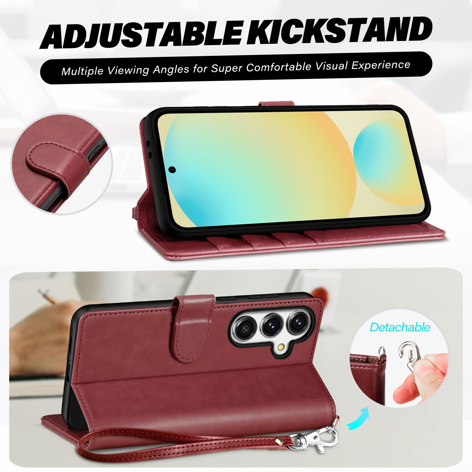 TUCCH Wallet Case for Galaxy S24 FE, with [TPU Shockproof Interior Case] Stand RFID Blocking Card Holder, Magnetic PU Leather Protective Flip Cover Compatible with Galaxy S24 FE, Dark Blue