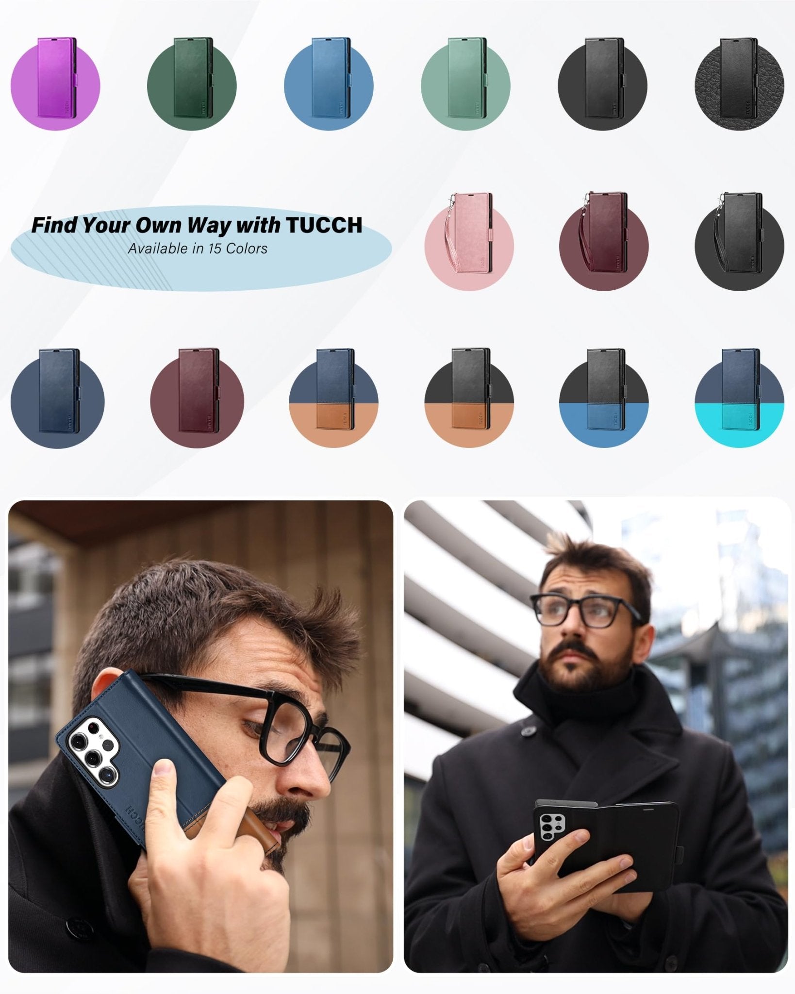 TUCCH Wallet Case for Galaxy S24 Ultra 5G, Magnetic PU Leather Stand [RFID Blocking] Card Slot Folio Cover with TPU Shockproof Inner Shell Compatible with Galaxy S24 Ultra 6.8-Inch 2024, Black & Brown