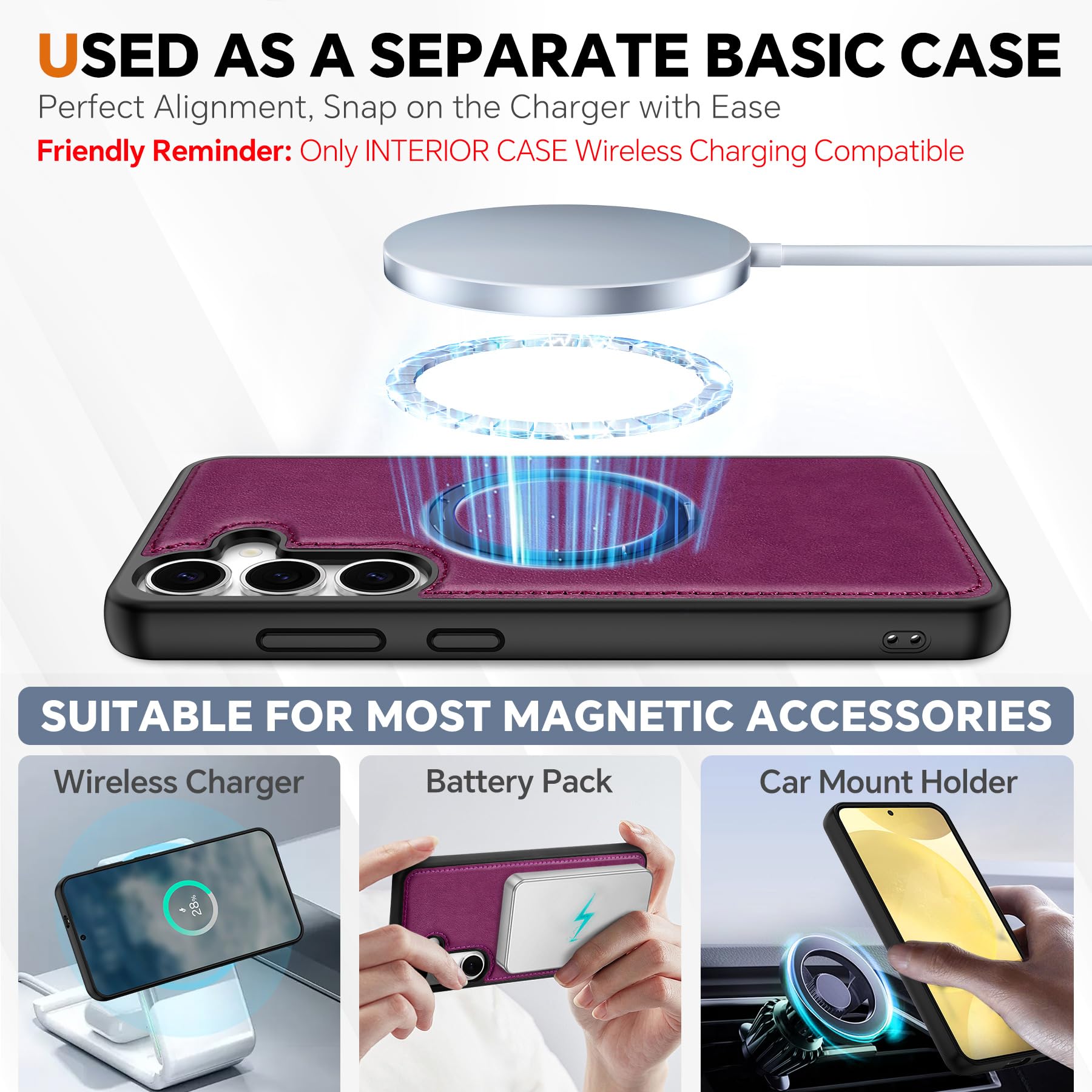 TUCCH Wallet Case for Galaxy S25 Ultra, Removable RFID Blocking [4 Card Slots] Wrist Strap Wireless Charging Kickstand PU Leather Magnetic Detachable Protective Cover for Galaxy S25 Ultra 6.9", Black