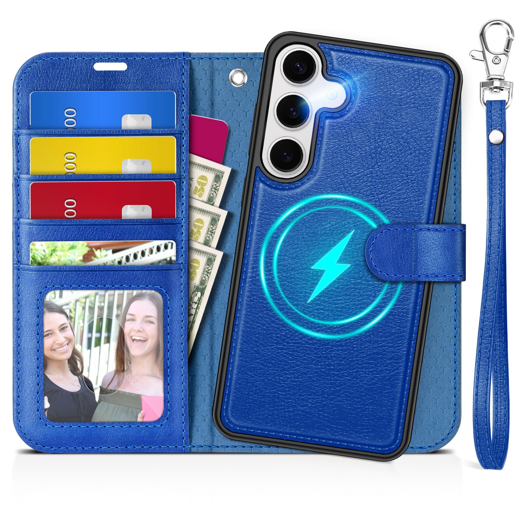 TUCCH Wallet Case for Galaxy S25 Ultra, Removable RFID Blocking [4 Card Slots] Wrist Strap Wireless Charging Kickstand PU Leather Magnetic Detachable Protective Cover for Galaxy S25 Ultra 6.9", Black