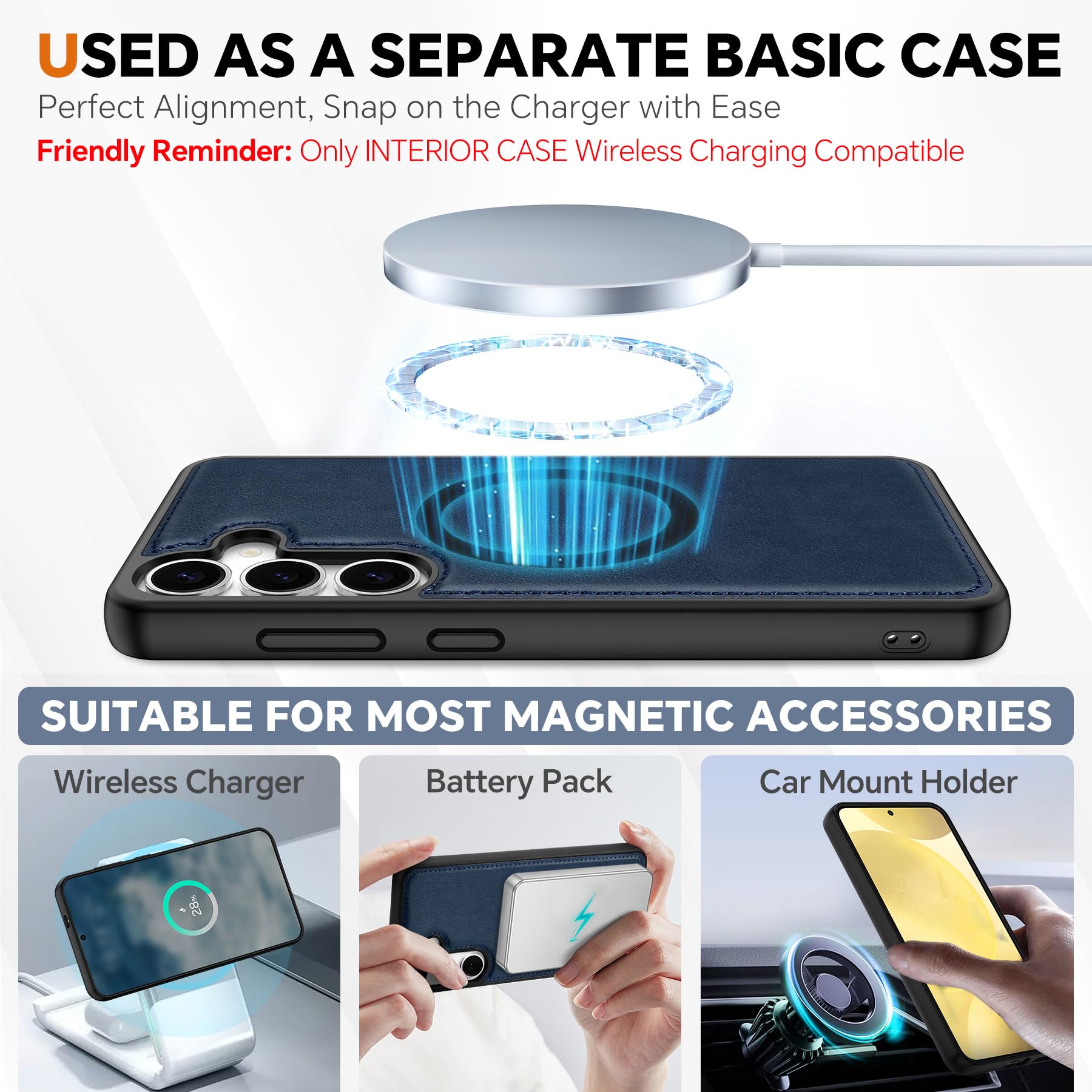 TUCCH Wallet Case for Galaxy S25 Ultra, Removable RFID Blocking [4 Card Slots] Wrist Strap Wireless Charging Kickstand PU Leather Magnetic Detachable Protective Cover for Galaxy S25 Ultra 6.9", Black