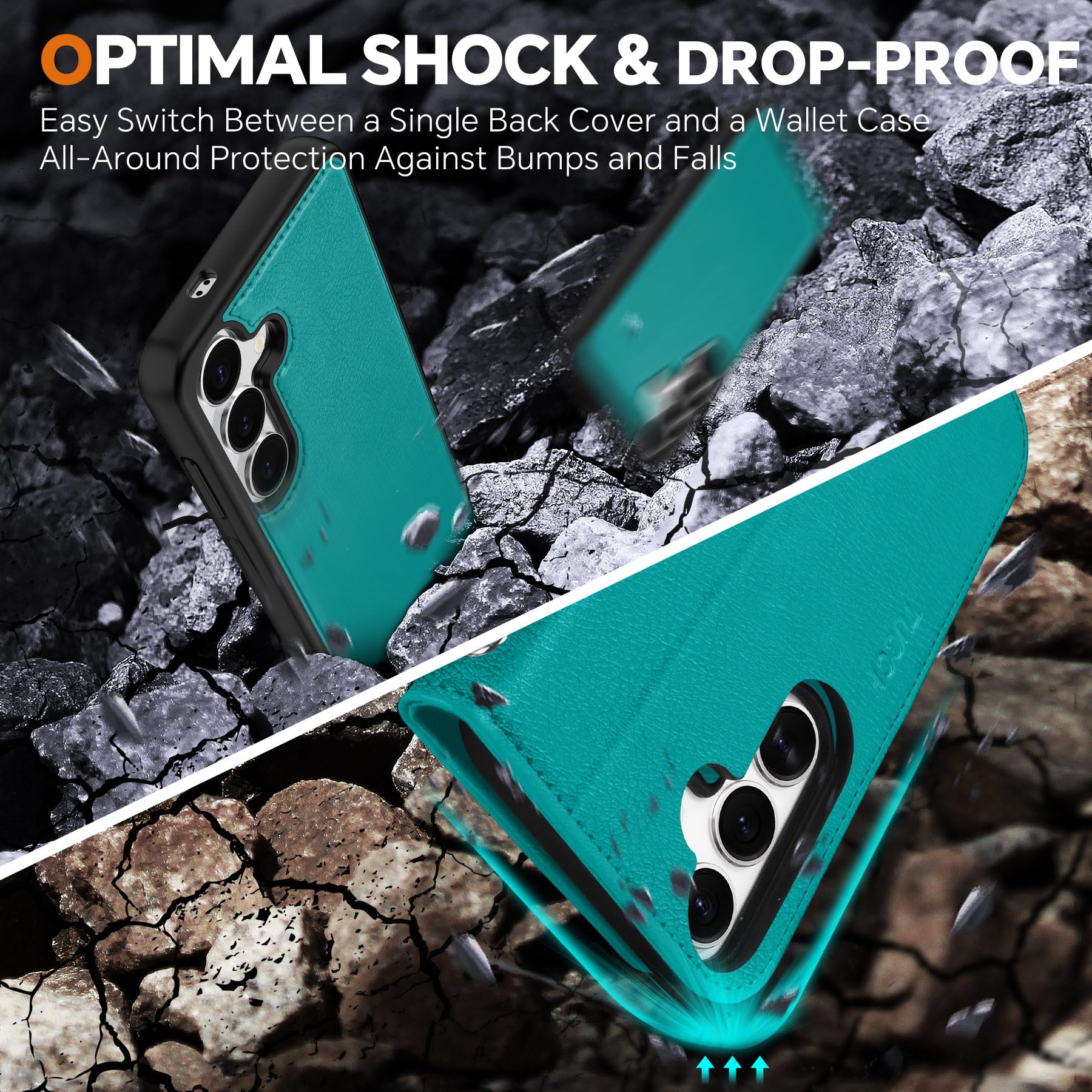 TUCCH Wallet Case for Galaxy S25 Ultra, Removable RFID Blocking [4 Card Slots] Wrist Strap Wireless Charging Kickstand PU Leather Magnetic Detachable Protective Cover for Galaxy S25 Ultra 6.9", Black