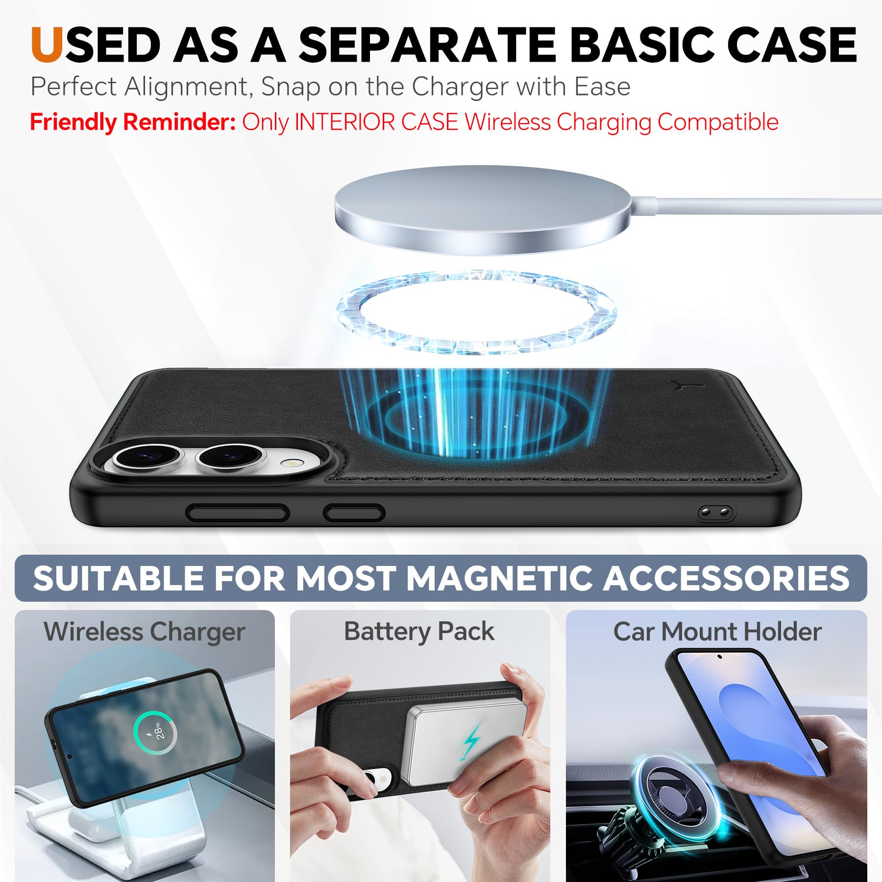 TUCCH Wallet Case for Galaxy S25 Ultra, Removable RFID Blocking [4 Card Slots] Wrist Strap Wireless Charging Kickstand PU Leather Magnetic Detachable Protective Cover for Galaxy S25 Ultra 6.9", Black