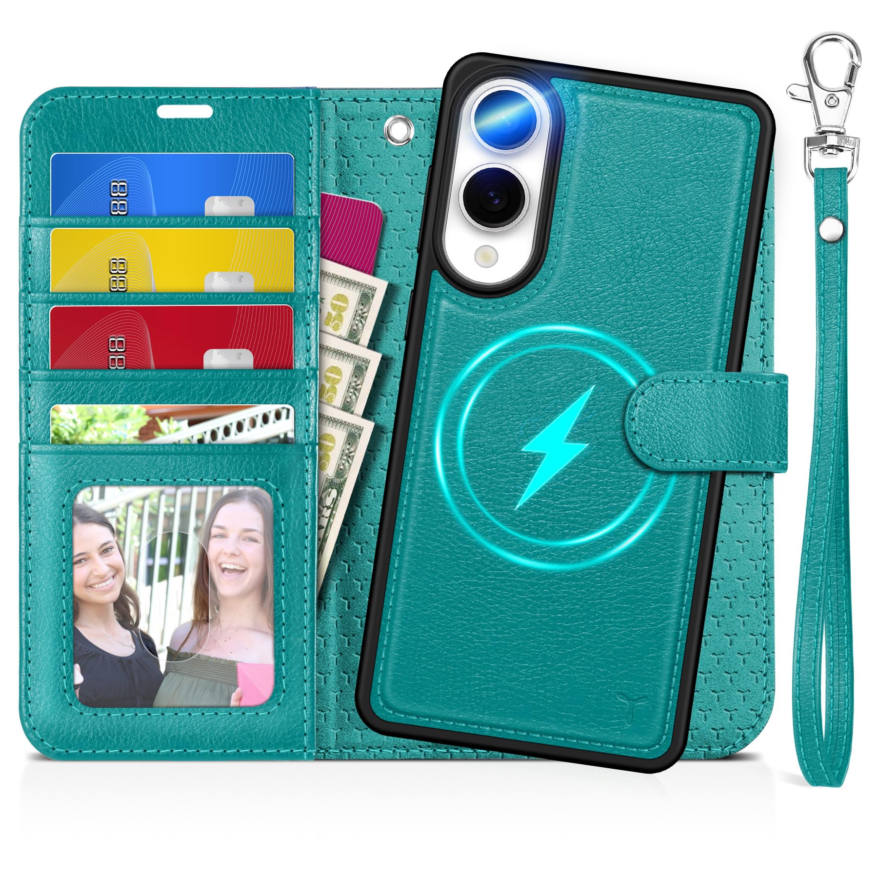 TUCCH Wallet Case for Galaxy S25 Ultra, Removable RFID Blocking [4 Card Slots] Wrist Strap Wireless Charging Kickstand PU Leather Magnetic Detachable Protective Cover for Galaxy S25 Ultra 6.9", Black