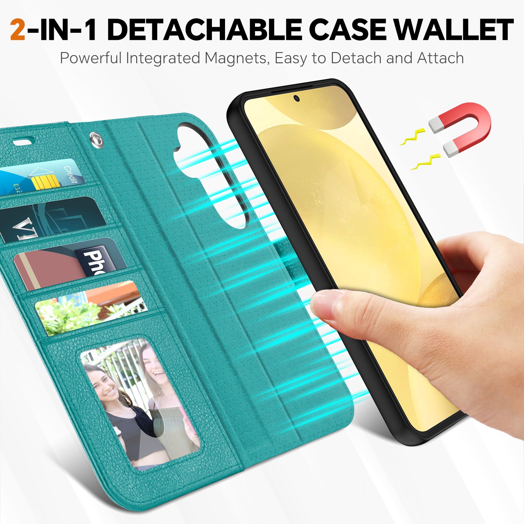 TUCCH Wallet Case for Galaxy S25 Ultra, Removable RFID Blocking [4 Card Slots] Wrist Strap Wireless Charging Kickstand PU Leather Magnetic Detachable Protective Cover for Galaxy S25 Ultra 6.9", Black