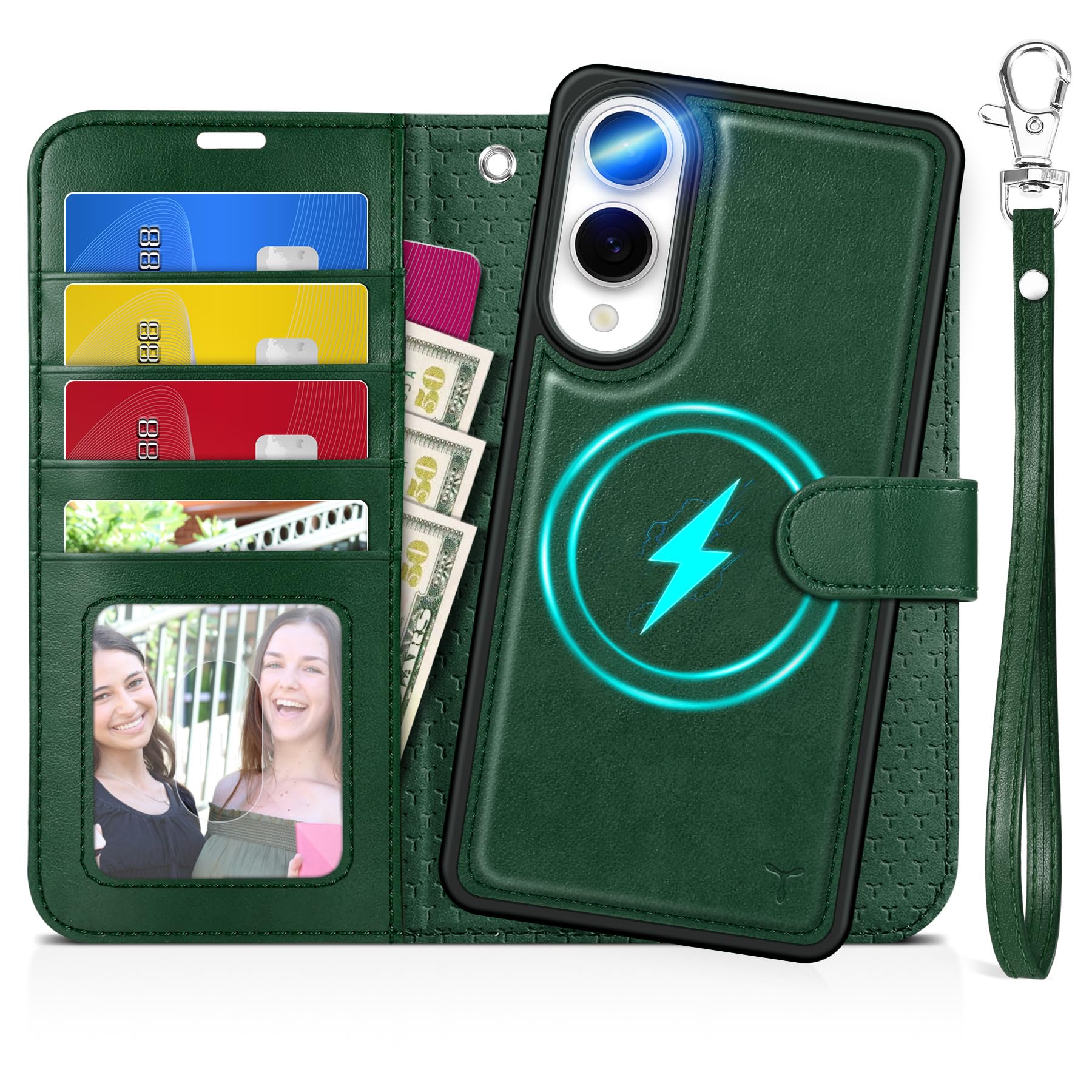 TUCCH Wallet Case for Galaxy S25 Ultra, Removable RFID Blocking [4 Card Slots] Wrist Strap Wireless Charging Kickstand PU Leather Magnetic Detachable Protective Cover for Galaxy S25 Ultra 6.9", Black