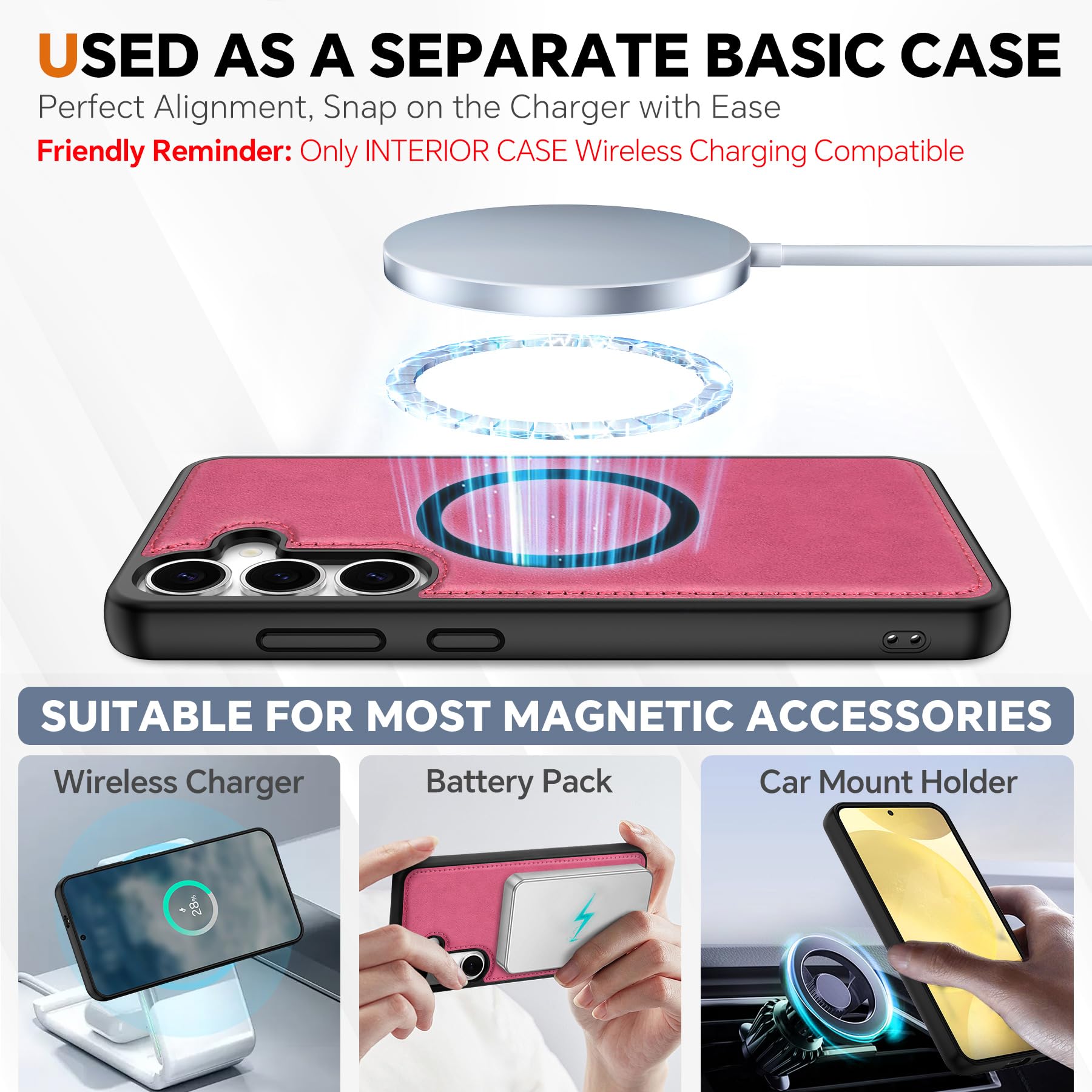 TUCCH Wallet Case for Galaxy S25 Ultra, Removable RFID Blocking [4 Card Slots] Wrist Strap Wireless Charging Kickstand PU Leather Magnetic Detachable Protective Cover for Galaxy S25 Ultra 6.9", Black