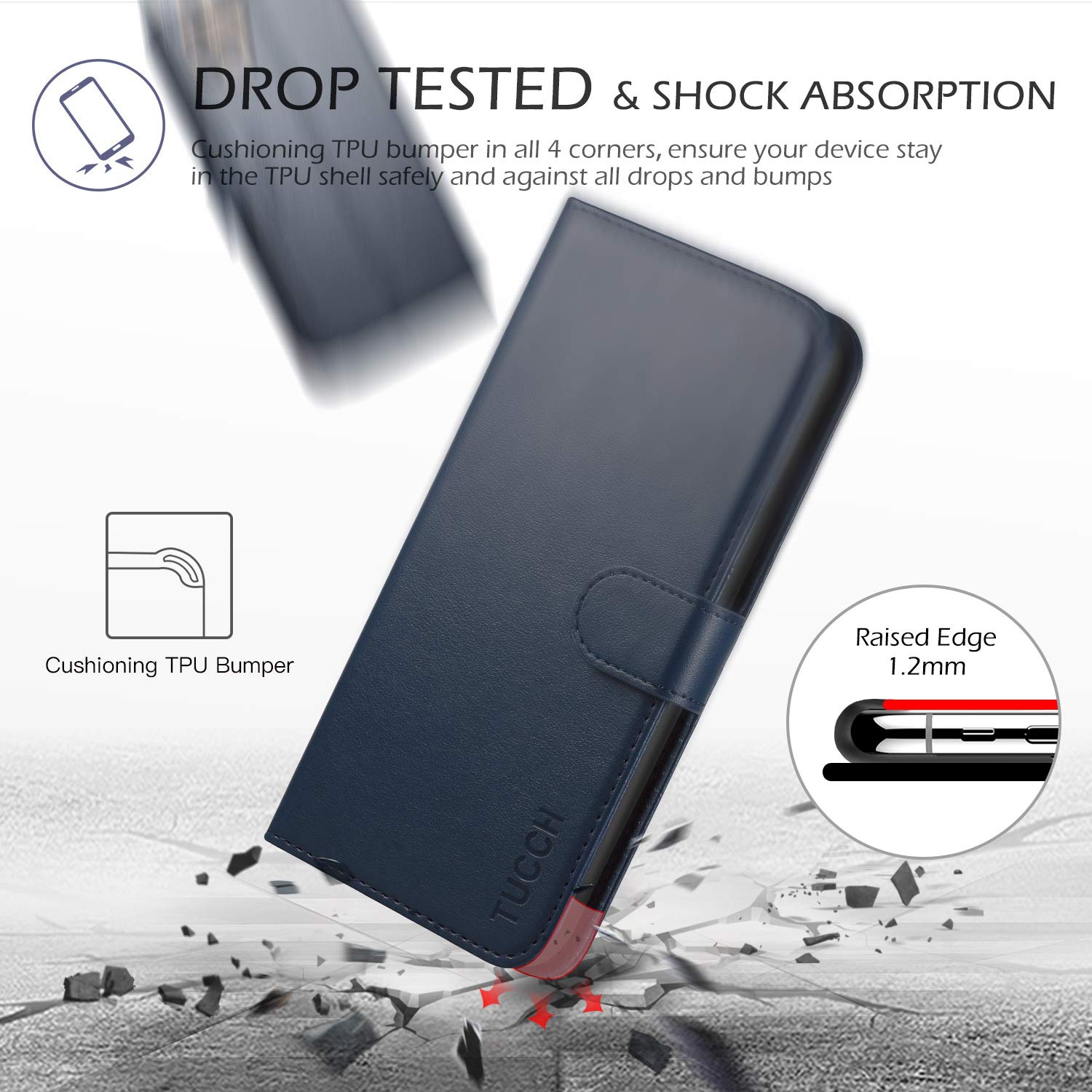 TUCCH Wallet Case for iPhone 11 Pro, Magnetic Auto Wake Sleep RFID Blocking Card Slots [TPU Shockproof Interior Case], PU Leather Stand Flip Cover Compatible with iPhone 11 Pro 5.8 inch, Black