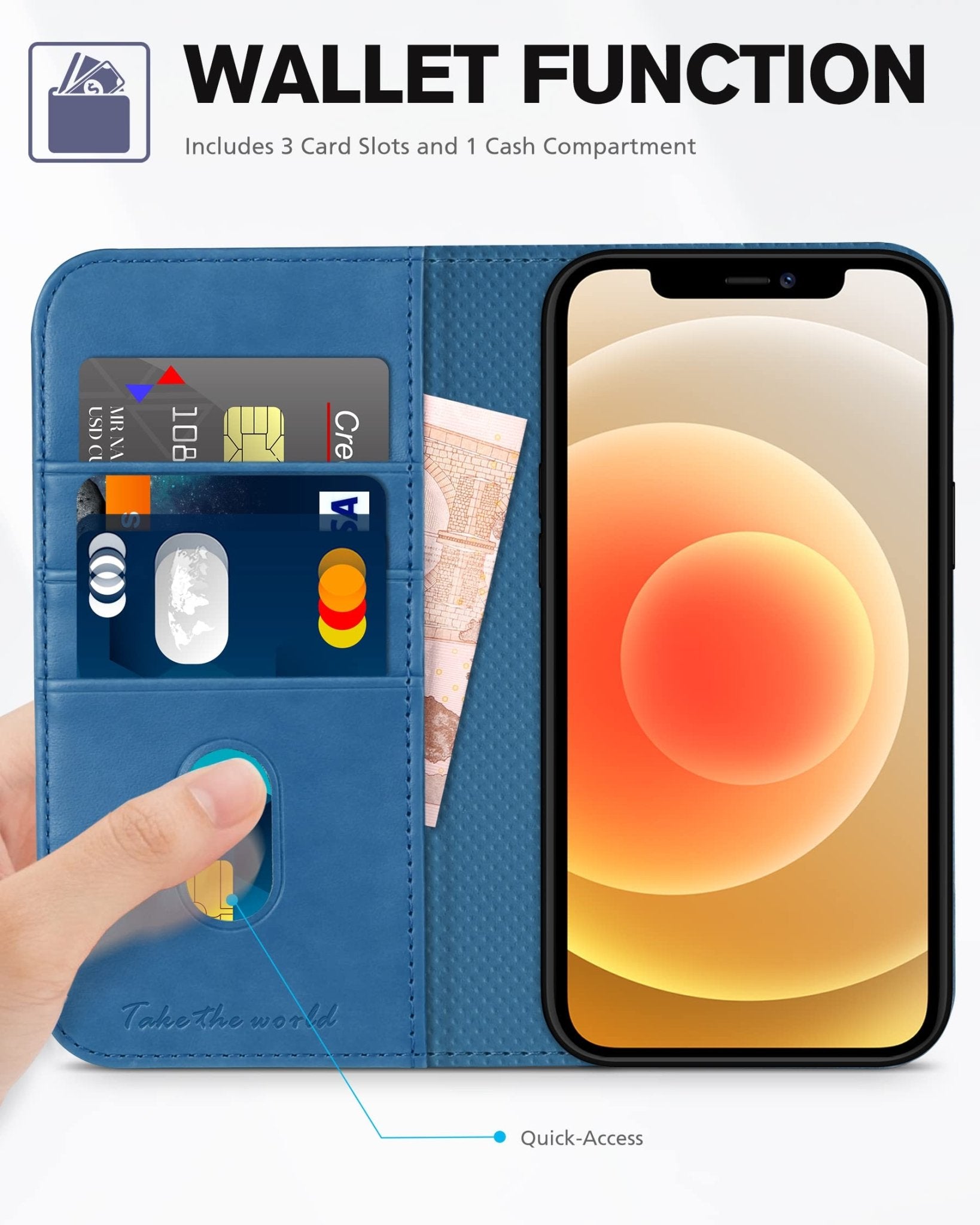 TUCCH Wallet Case for iPhone 12 Pro/iPhone 12 5G, Premium PU Leather Flip Folio Cover with Card Slot, Stand Book Design [Shockproof TPU Interior Case] Compatible with iPhone 12/12 Pro 6.1-inch, Black