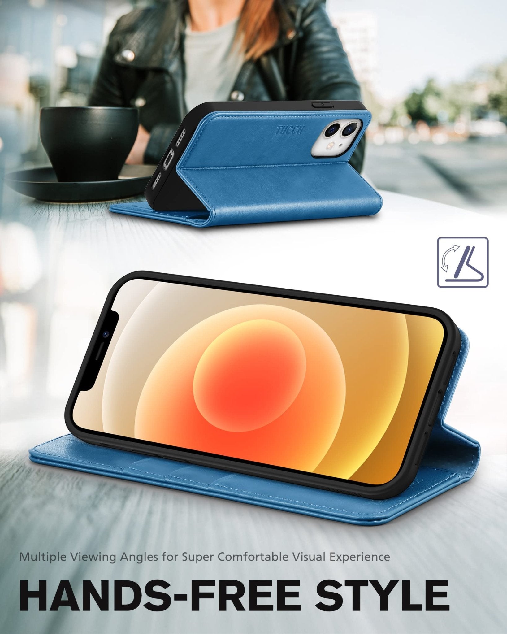 TUCCH Wallet Case for iPhone 12 Pro/iPhone 12 5G, Premium PU Leather Flip Folio Cover with Card Slot, Stand Book Design [Shockproof TPU Interior Case] Compatible with iPhone 12/12 Pro 6.1-inch, Black