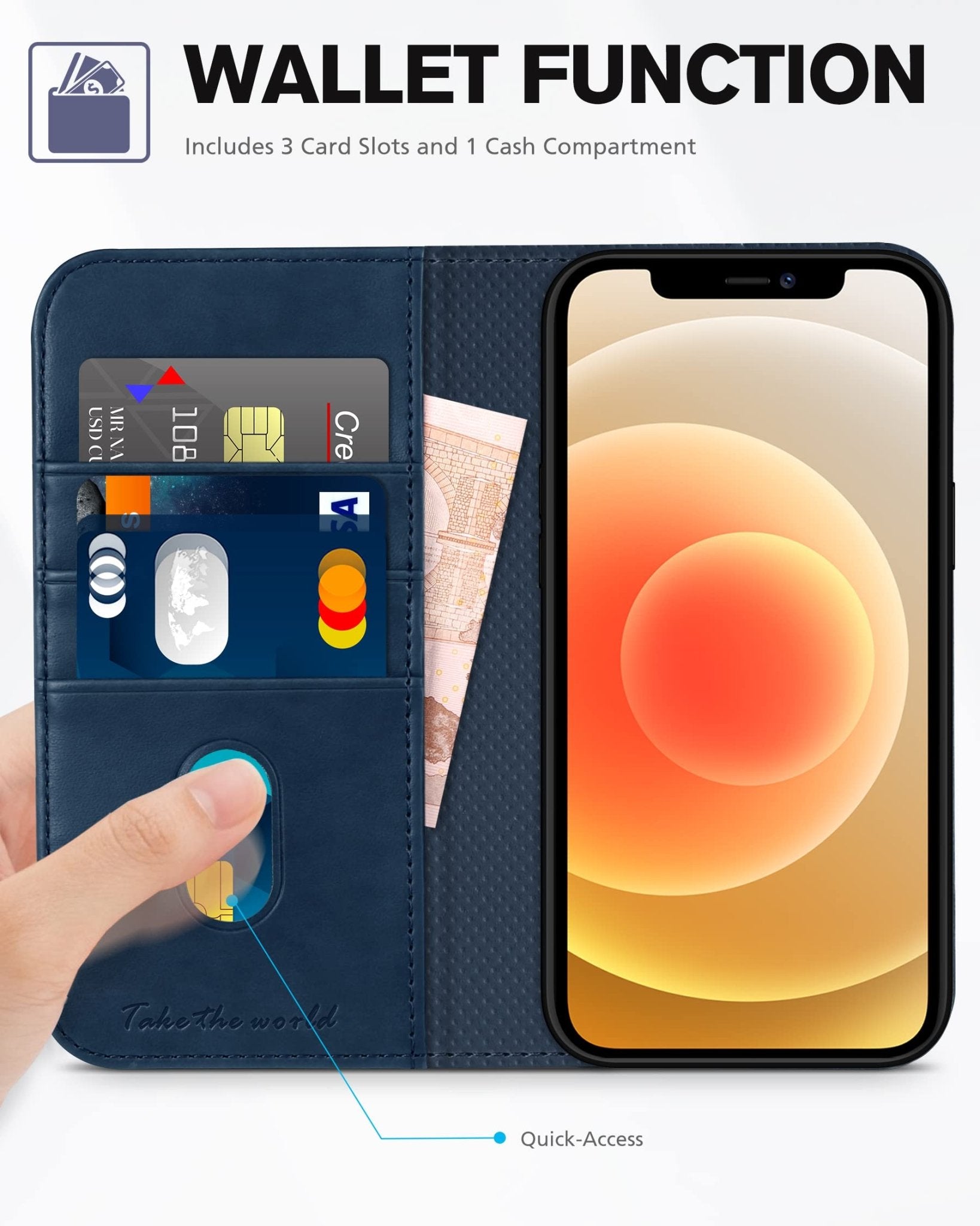 TUCCH Wallet Case for iPhone 12 Pro/iPhone 12 5G, Premium PU Leather Flip Folio Cover with Card Slot, Stand Book Design [Shockproof TPU Interior Case] Compatible with iPhone 12/12 Pro 6.1-inch, Black