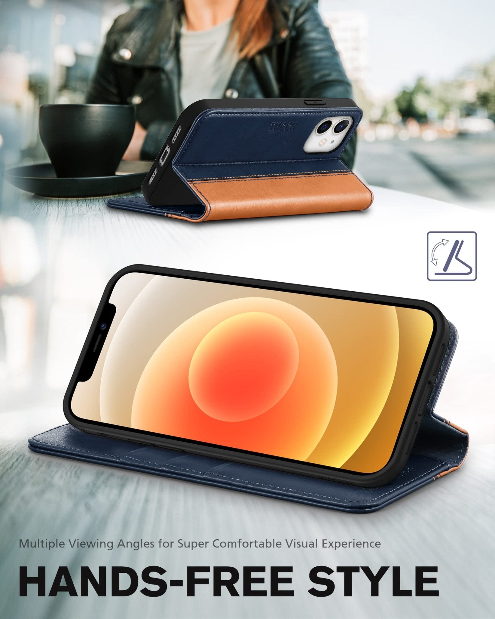 TUCCH Wallet Case for iPhone 12 Pro/iPhone 12 5G, Premium PU Leather Flip Folio Cover with Card Slot, Stand Book Design [Shockproof TPU Interior Case] Compatible with iPhone 12/12 Pro 6.1-inch, Black