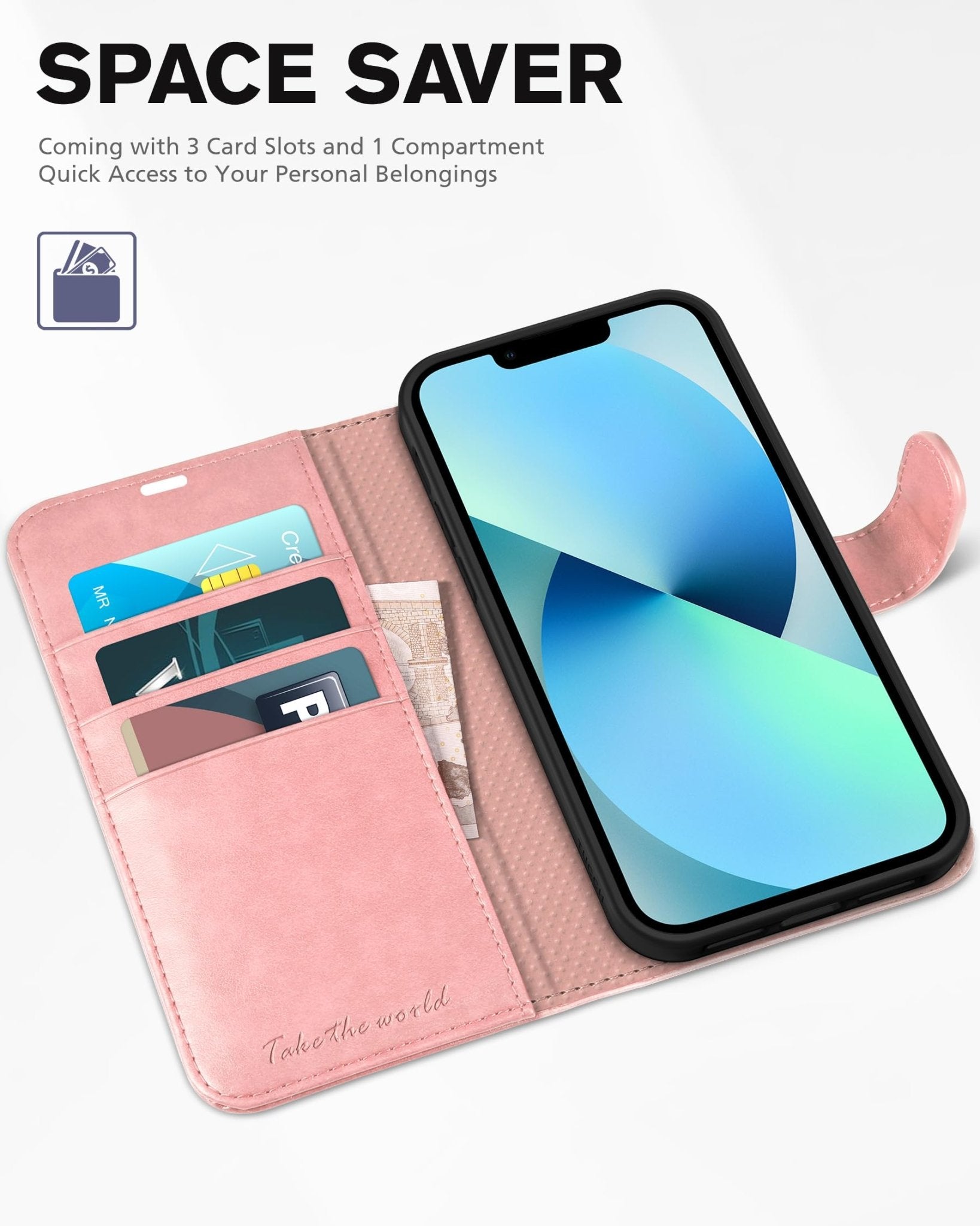 TUCCH Wallet Case for iPhone 13 Mini, [TPU Shockproof Inner Shell] PU Leather [RFID Blocking] [Credit Card Holder] Magnetic Stand Flip Cover Compatible with iPhone 13 Mini 5.4-inch 2021, Black