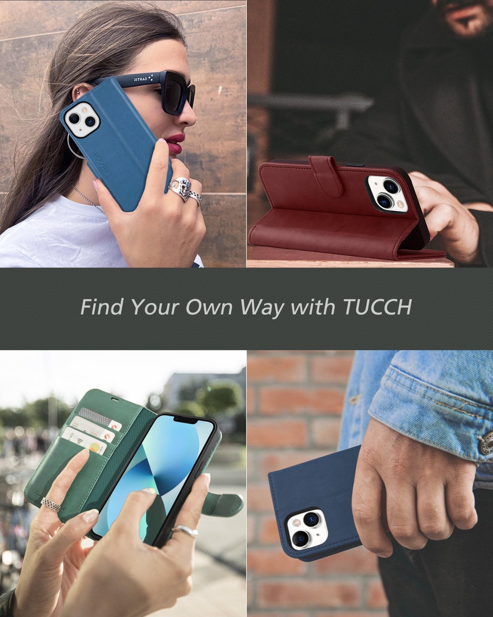 TUCCH Wallet Case for iPhone 13 Mini, [TPU Shockproof Inner Shell] PU Leather [RFID Blocking] [Credit Card Holder] Magnetic Stand Flip Cover Compatible with iPhone 13 Mini 5.4-inch 2021, Black