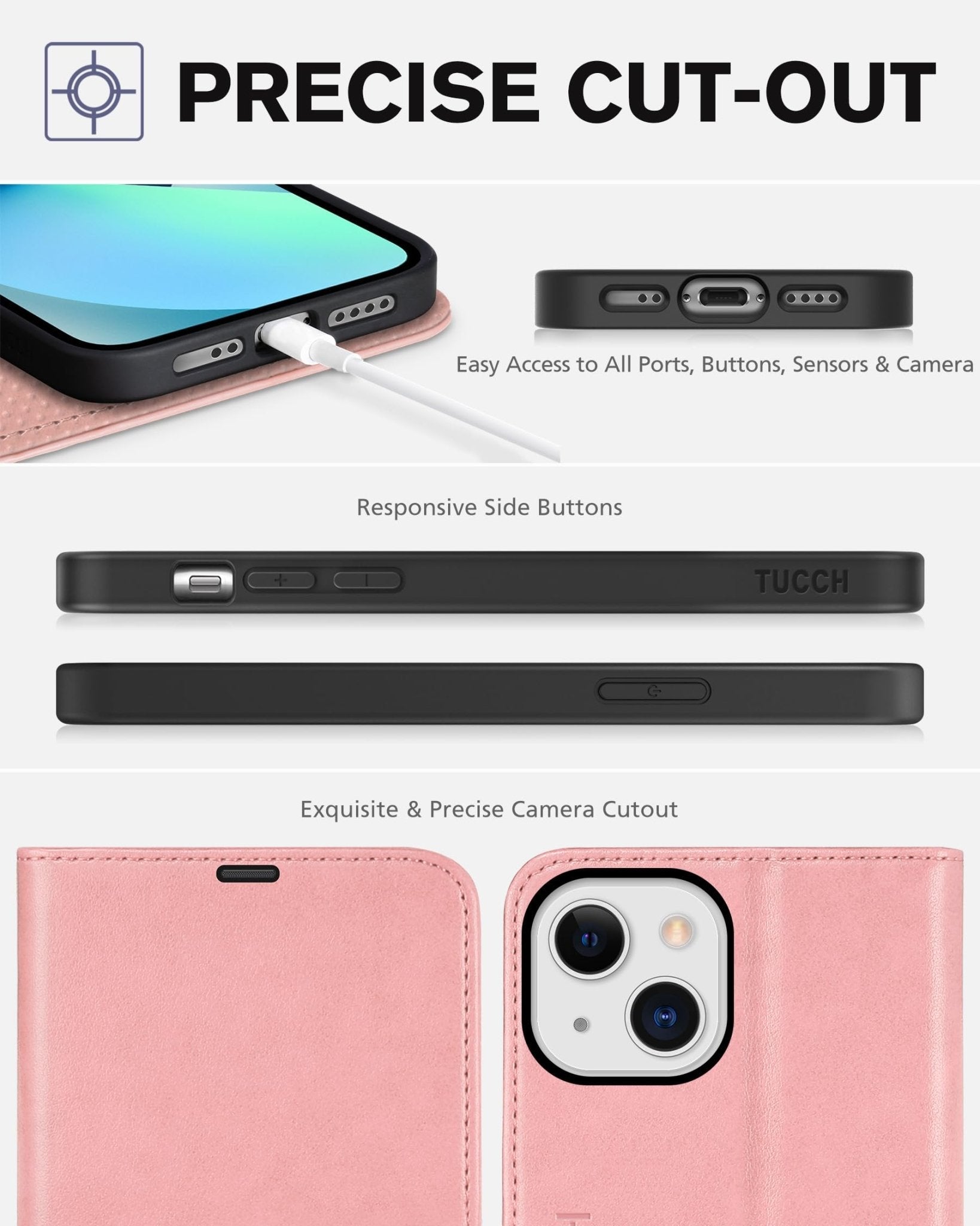 TUCCH Wallet Case for iPhone 13 Mini, [TPU Shockproof Inner Shell] PU Leather [RFID Blocking] [Credit Card Holder] Magnetic Stand Flip Cover Compatible with iPhone 13 Mini 5.4-inch 2021, Black