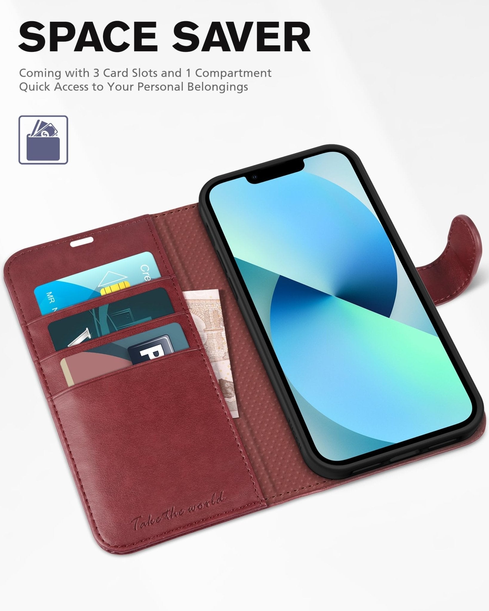 TUCCH Wallet Case for iPhone 13 Mini, [TPU Shockproof Inner Shell] PU Leather [RFID Blocking] [Credit Card Holder] Magnetic Stand Flip Cover Compatible with iPhone 13 Mini 5.4-inch 2021, Black