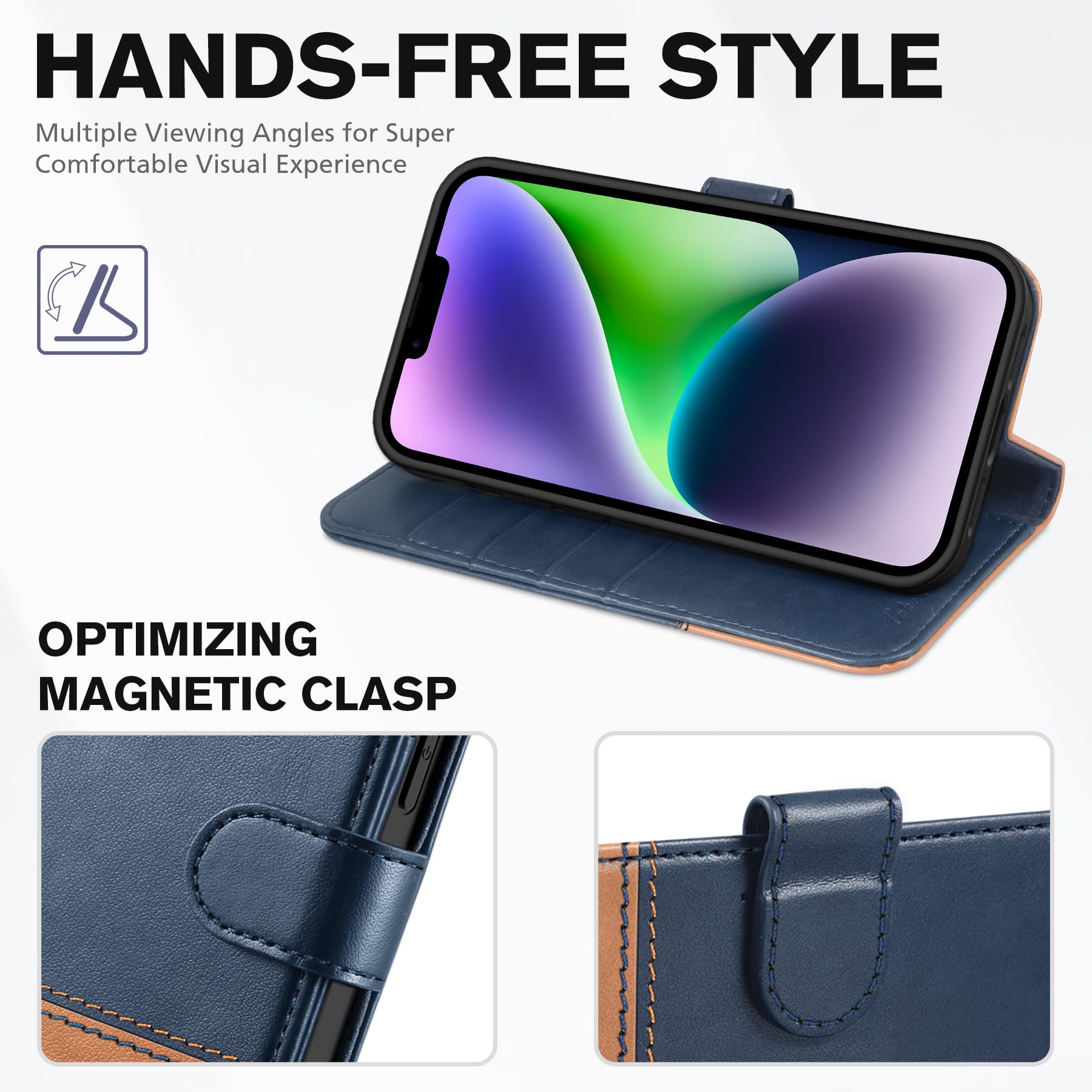 TUCCH Wallet Case for iPhone 14 Plus, [RFID Blocking] 4 Card Holder Stand [Shockproof TPU Interior Case] PU Leather Magnetic Protective Flip Cover Compatible with iPhone 14 Plus 6.7" 2022, Black