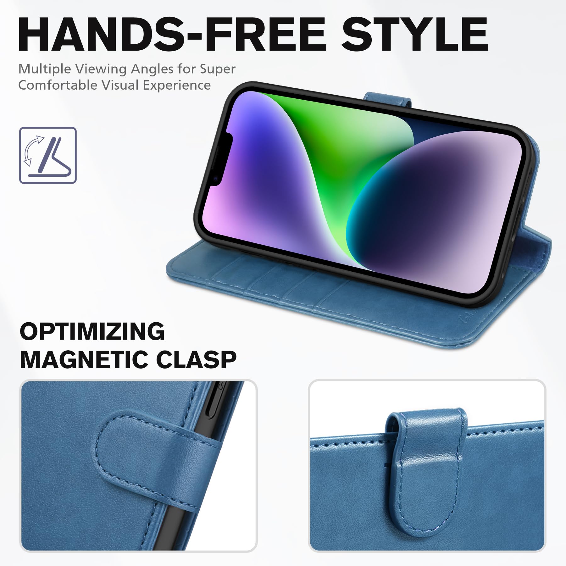 TUCCH Wallet Case for iPhone 14 Plus, [RFID Blocking] 4 Card Holder Stand [Shockproof TPU Interior Case] PU Leather Magnetic Protective Flip Cover Compatible with iPhone 14 Plus 6.7" 2022, Black