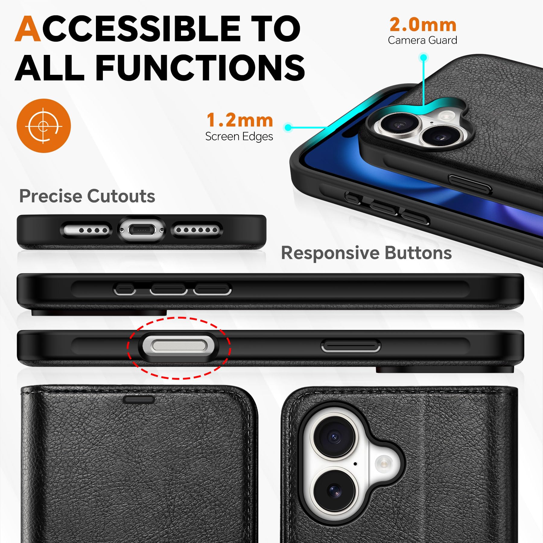 TUCCH Wallet Case for iPhone 16 Pro, [Removable] 2 in 1 [Wireless Charging] RFID Blocking [4 Card Holders] PU Leather Cover, Magnetic Detachable Folding Stand Folio Case for iPhone 16 Pro, Light Brown