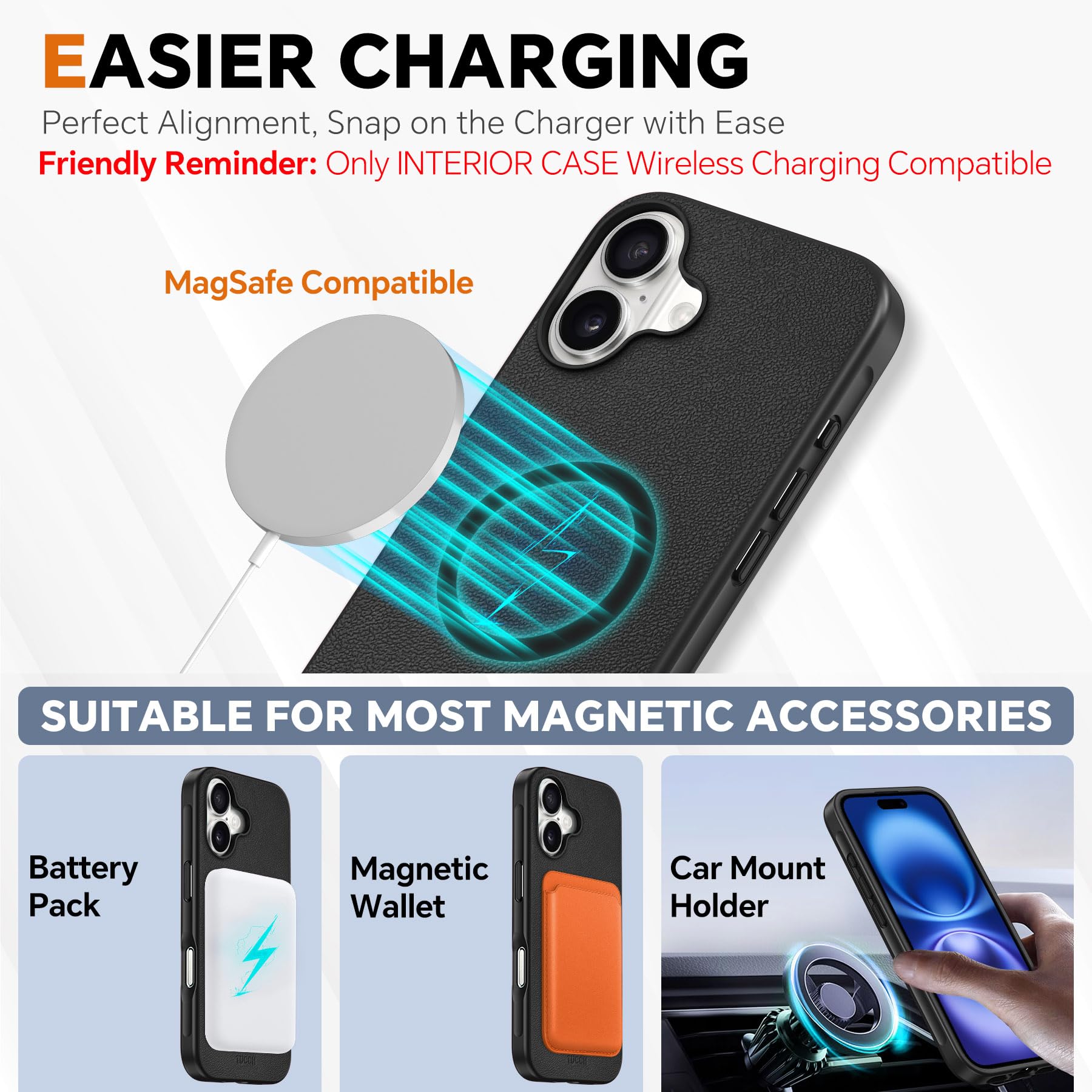 TUCCH Wallet Case for iPhone 16 Pro, [Removable] 2 in 1 [Wireless Charging] RFID Blocking [4 Card Holders] PU Leather Cover, Magnetic Detachable Folding Stand Folio Case for iPhone 16 Pro, Light Brown