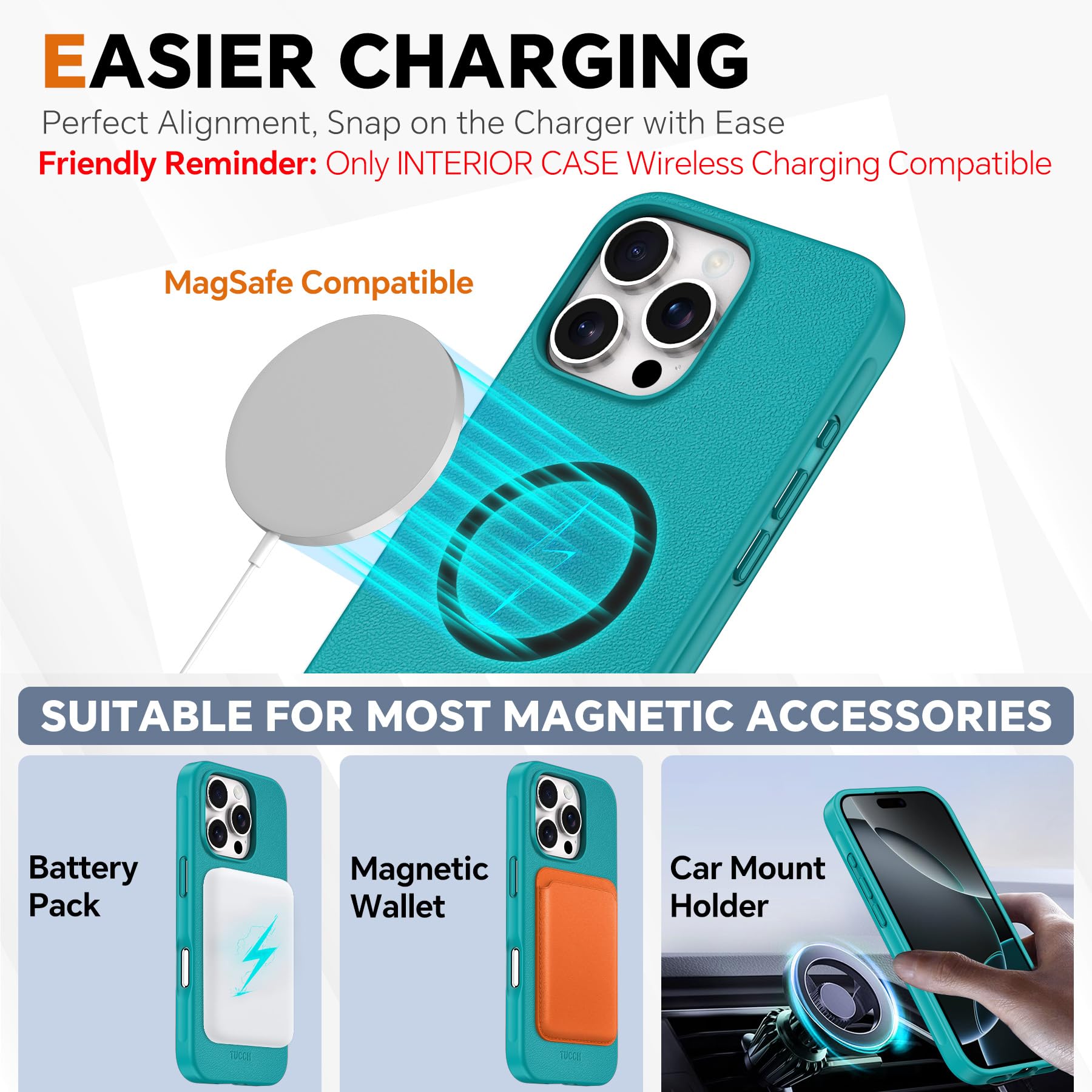 TUCCH Wallet Case for iPhone 16 Pro, [Removable] 2 in 1 [Wireless Charging] RFID Blocking [4 Card Holders] PU Leather Cover, Magnetic Detachable Folding Stand Folio Case for iPhone 16 Pro, Light Brown