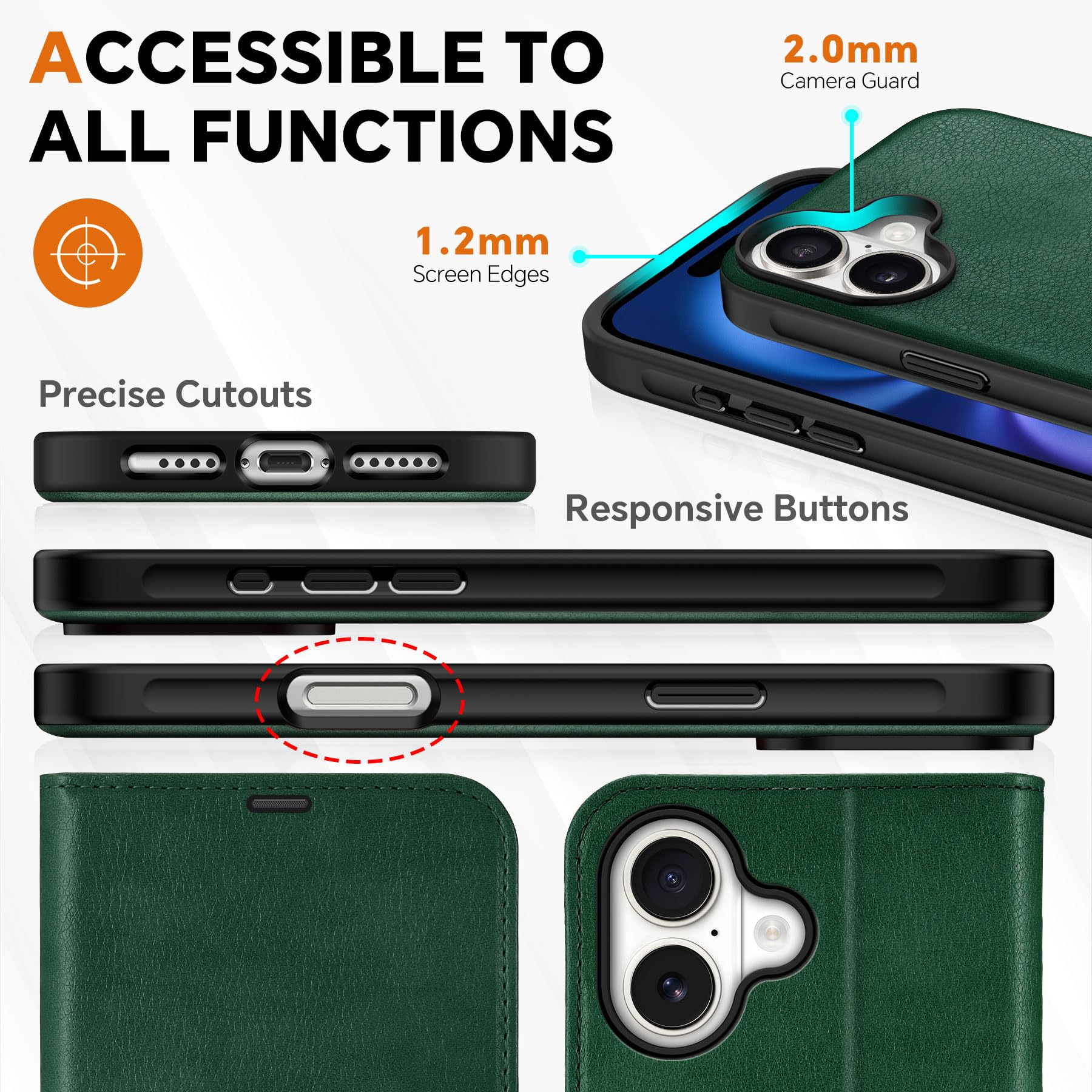 TUCCH Wallet Case for iPhone 16 Pro, [Removable] 2 in 1 [Wireless Charging] RFID Blocking [4 Card Holders] PU Leather Cover, Magnetic Detachable Folding Stand Folio Case for iPhone 16 Pro, Light Brown