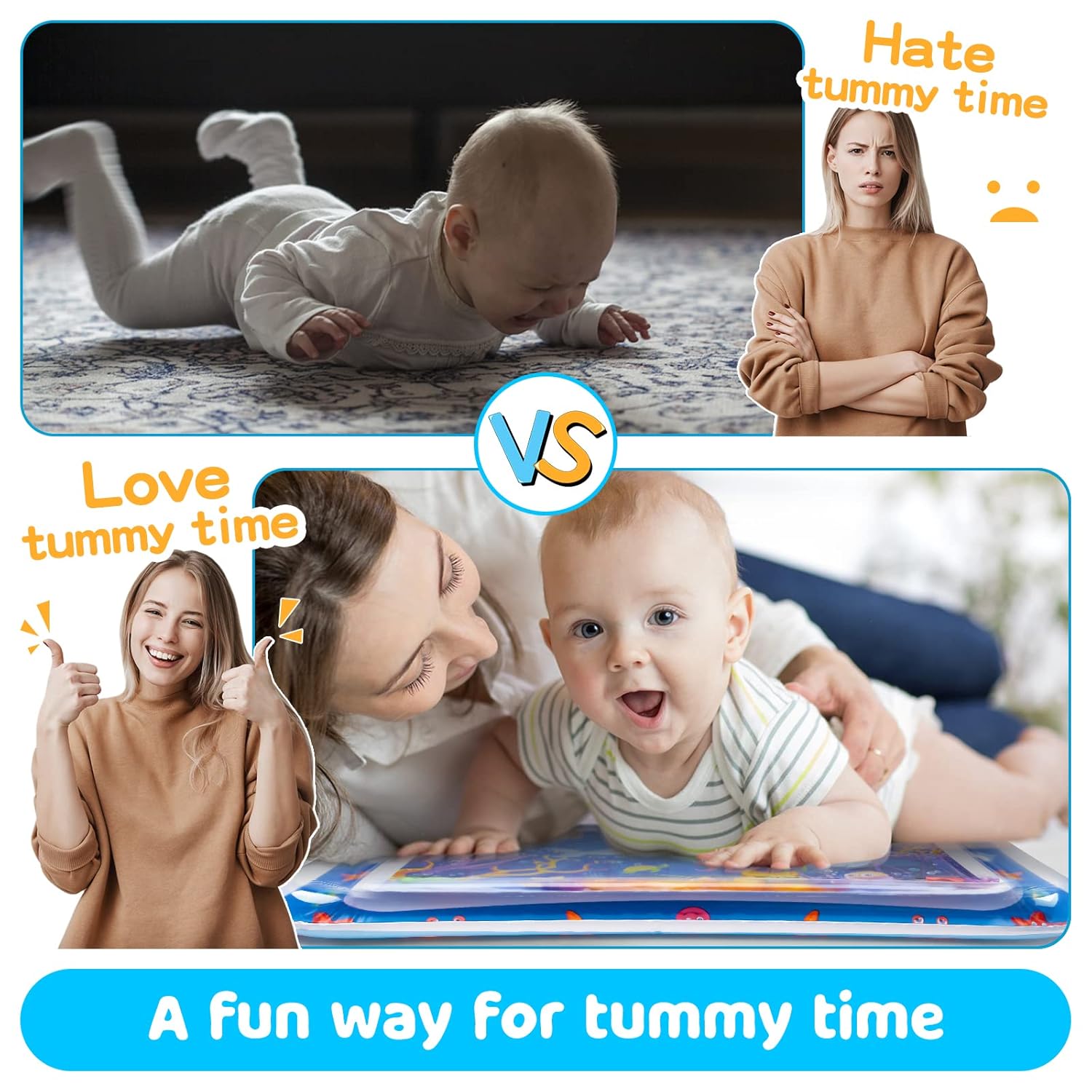 Tummy Time Water Mat丨Inflatable Tummy Time Water Play Mat for Babies, Infants and Toddlers 3 to 12 Months Promote Development Toys Baby Gifts