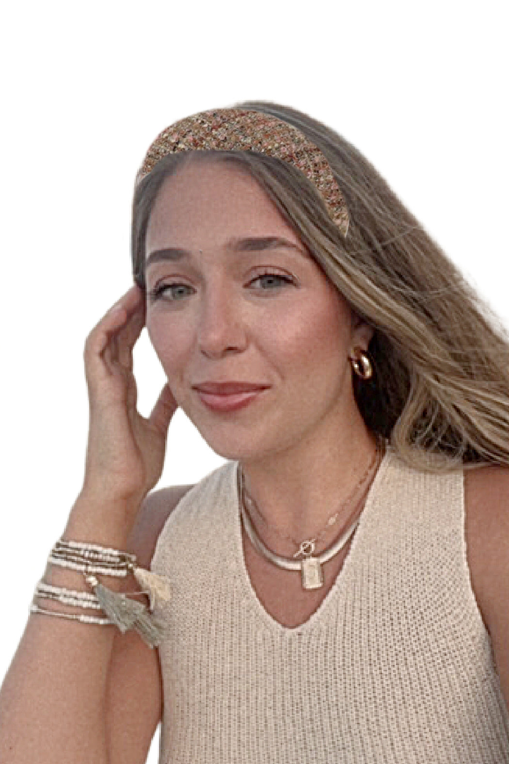 Jeweltones on Camel Tweed Headband by Embellish Your Life