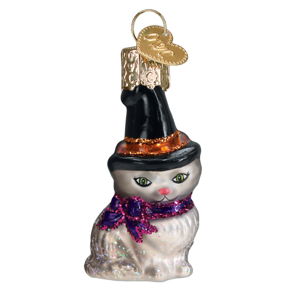 Gumdrop Mini Witch Cat Glass Ornament