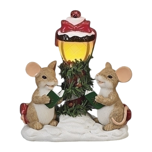 Lighted Mouse Choir Figurine