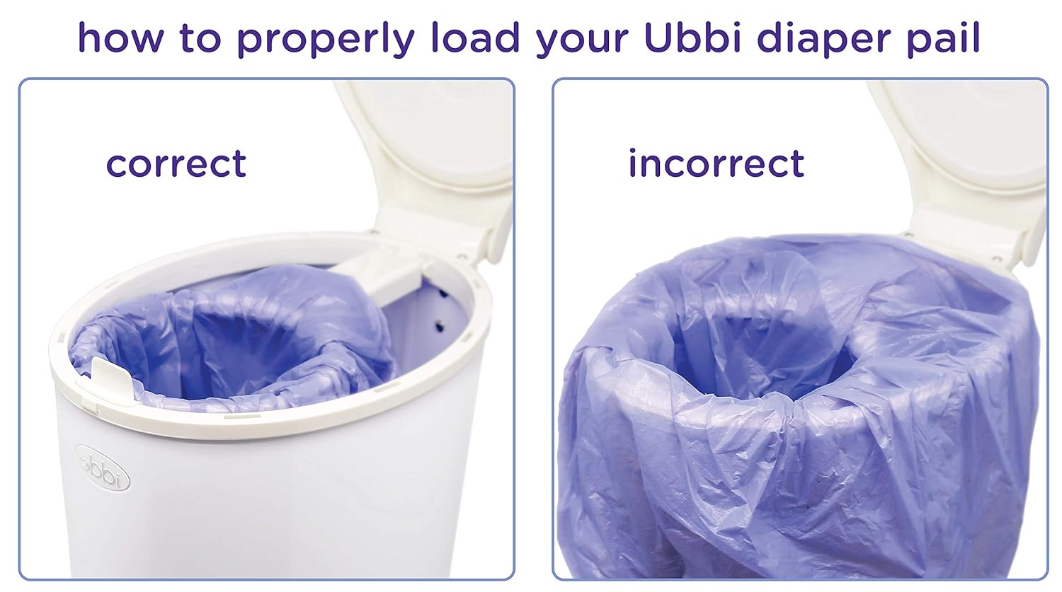 Ubbi Diaper Pail Plastic Bags, Disposable Baby Waste Bags, 3 Pack, 75 Count, 13-Gallon Bags