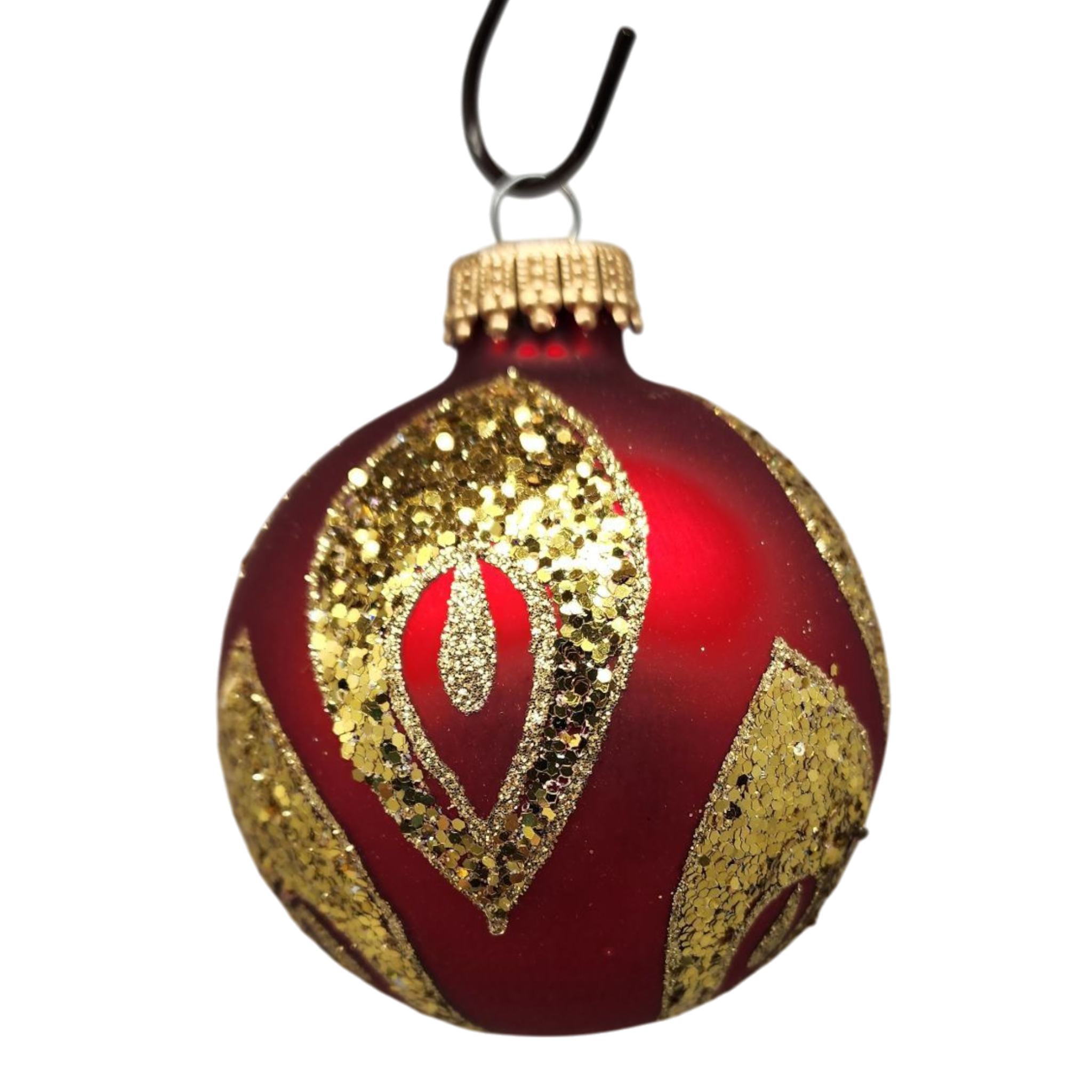 Krebs Value Glass Ornament 4 pack - Red with Gold Sequins