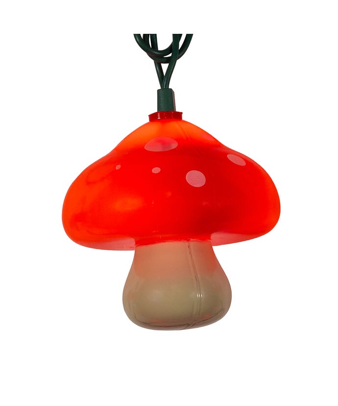 10-Light Mushroom Light Set With Green Wire