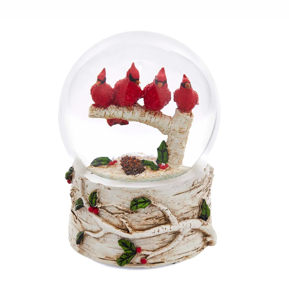 Cardinals With Tree Musical Water Globe - 100mm