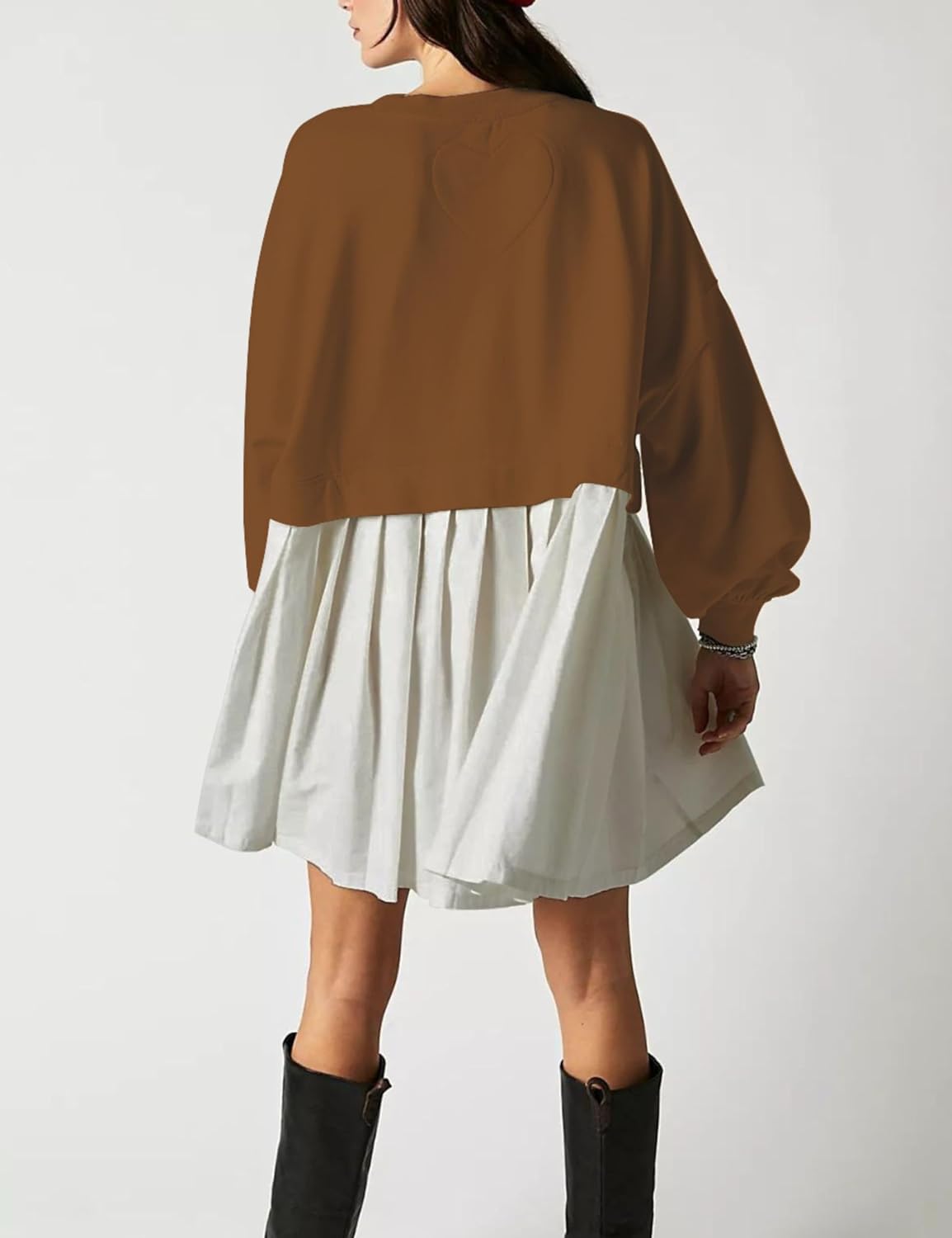 Unilexi Womens Crew Neck Pullover Sweatshirts Dress Oversized Long Sleeve Mini Dress