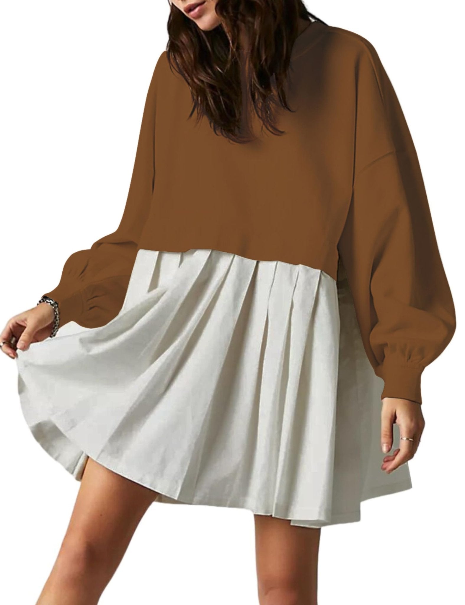 Unilexi Womens Crew Neck Pullover Sweatshirts Dress Oversized Long Sleeve Mini Dress