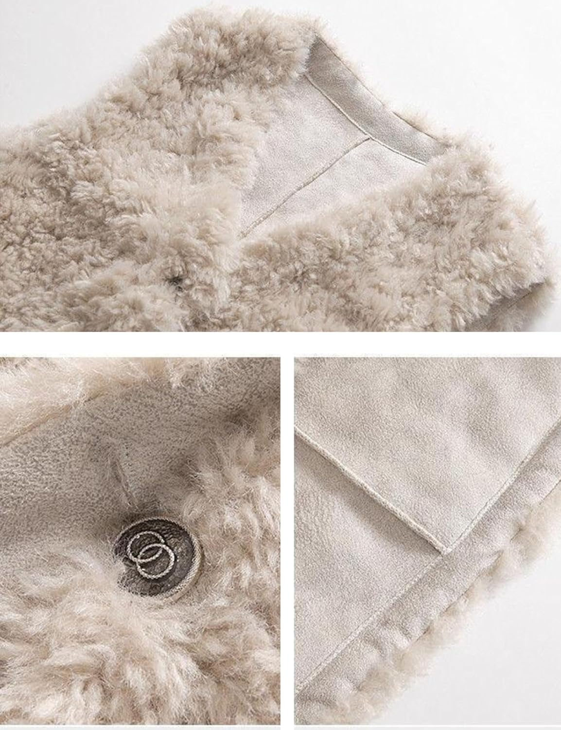 Unilexi Womens Fashion V-Neck Lambswool Vest Loose Wild Button Waistcoat Winter Sleeveless Jacket with Pockets