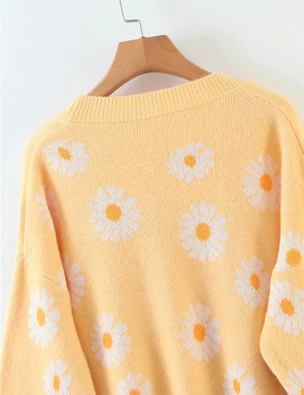 Unilexi Women's Floral Print Sweater V Neck Button Down Knitted Cardigan Long Sleeve Daisy Outerwear Coat