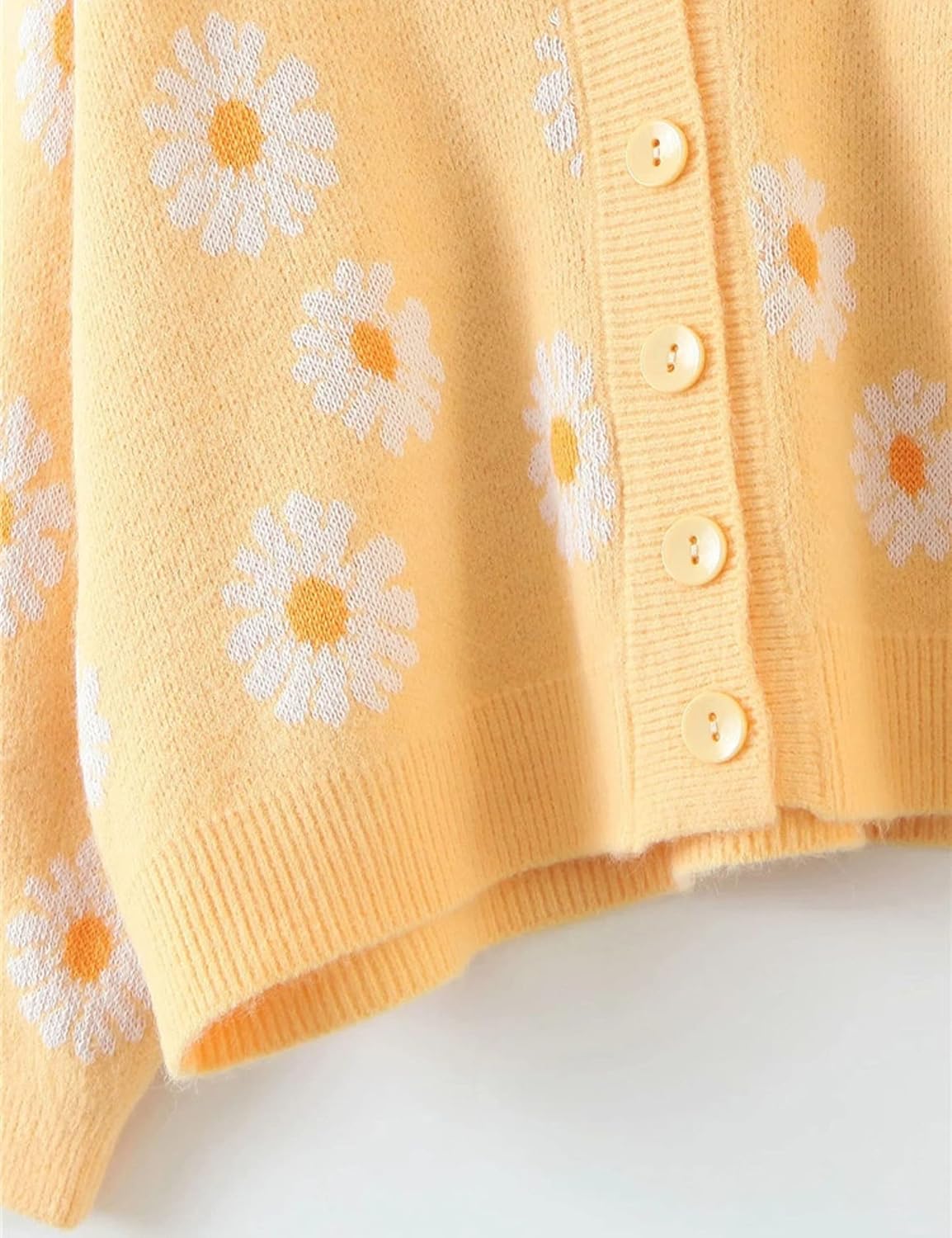 Unilexi Women's Floral Print Sweater V Neck Button Down Knitted Cardigan Long Sleeve Daisy Outerwear Coat