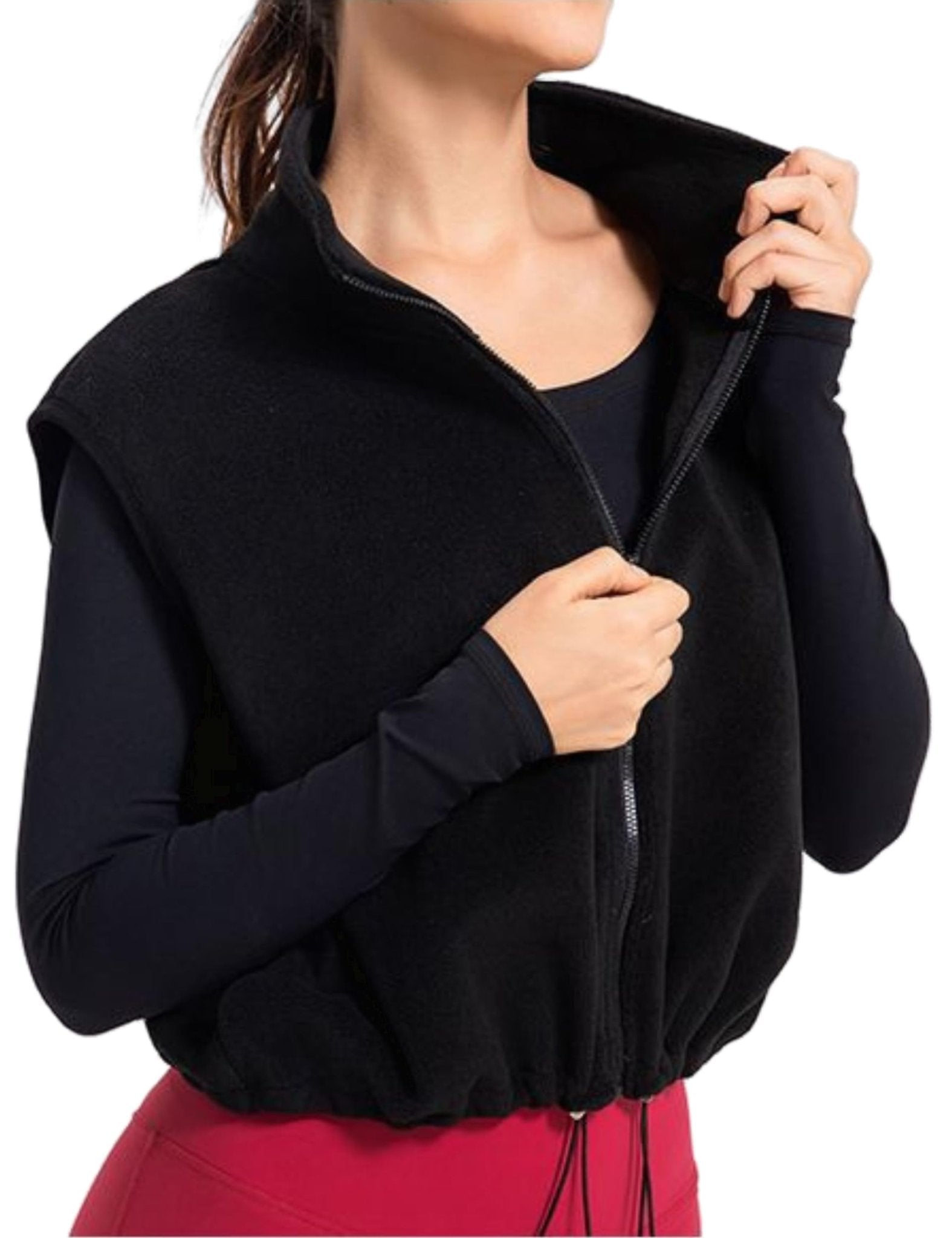 Unilexi Womens Full Zip Fleece Vest Stand Collar Sherpa Crop Sleeveless Coat Zipper Fitness Vest